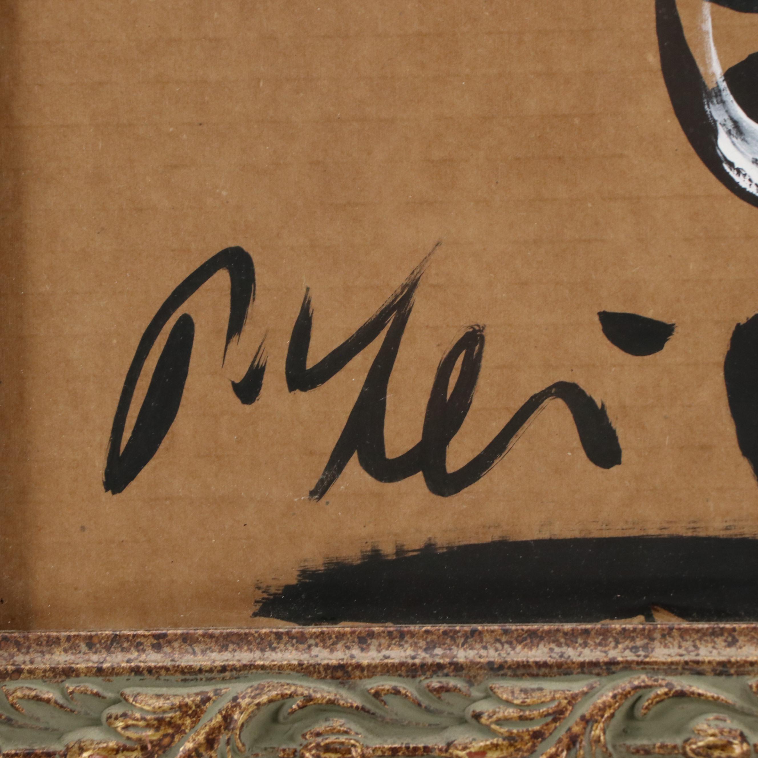 Peter Keil Abstract Portrait Acrylic Painting, Late 20th Century