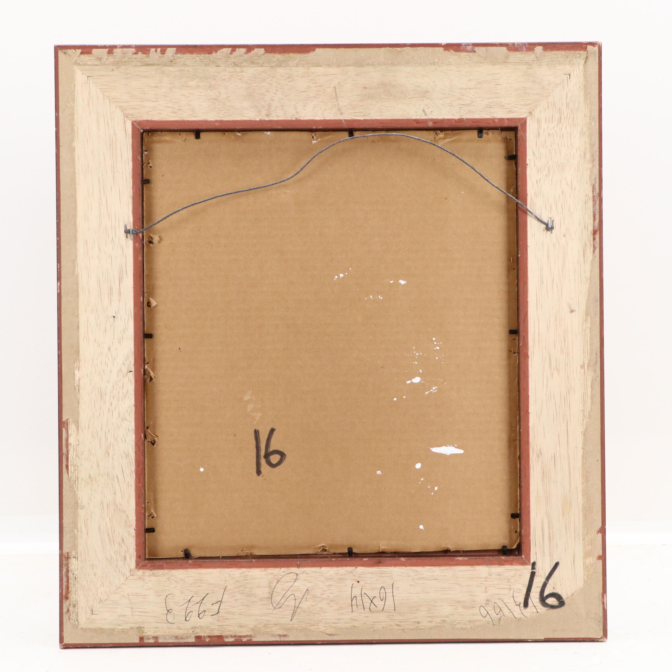 Peter Keil Abstract Portrait Acrylic Painting, Late 20th Century