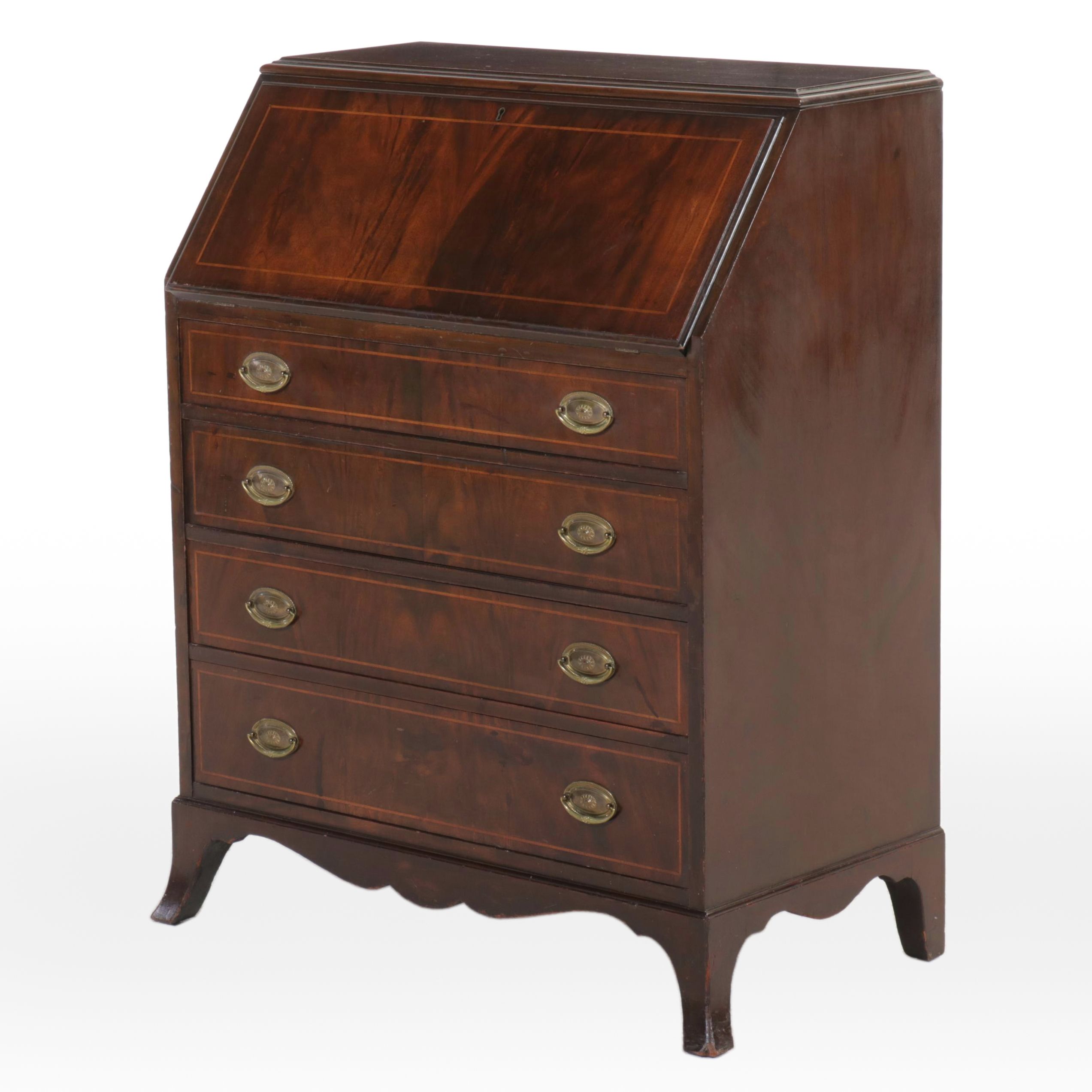 Johnson-Handley-Johnson Co. Federal Style Mahogany Slant-Lid Desk