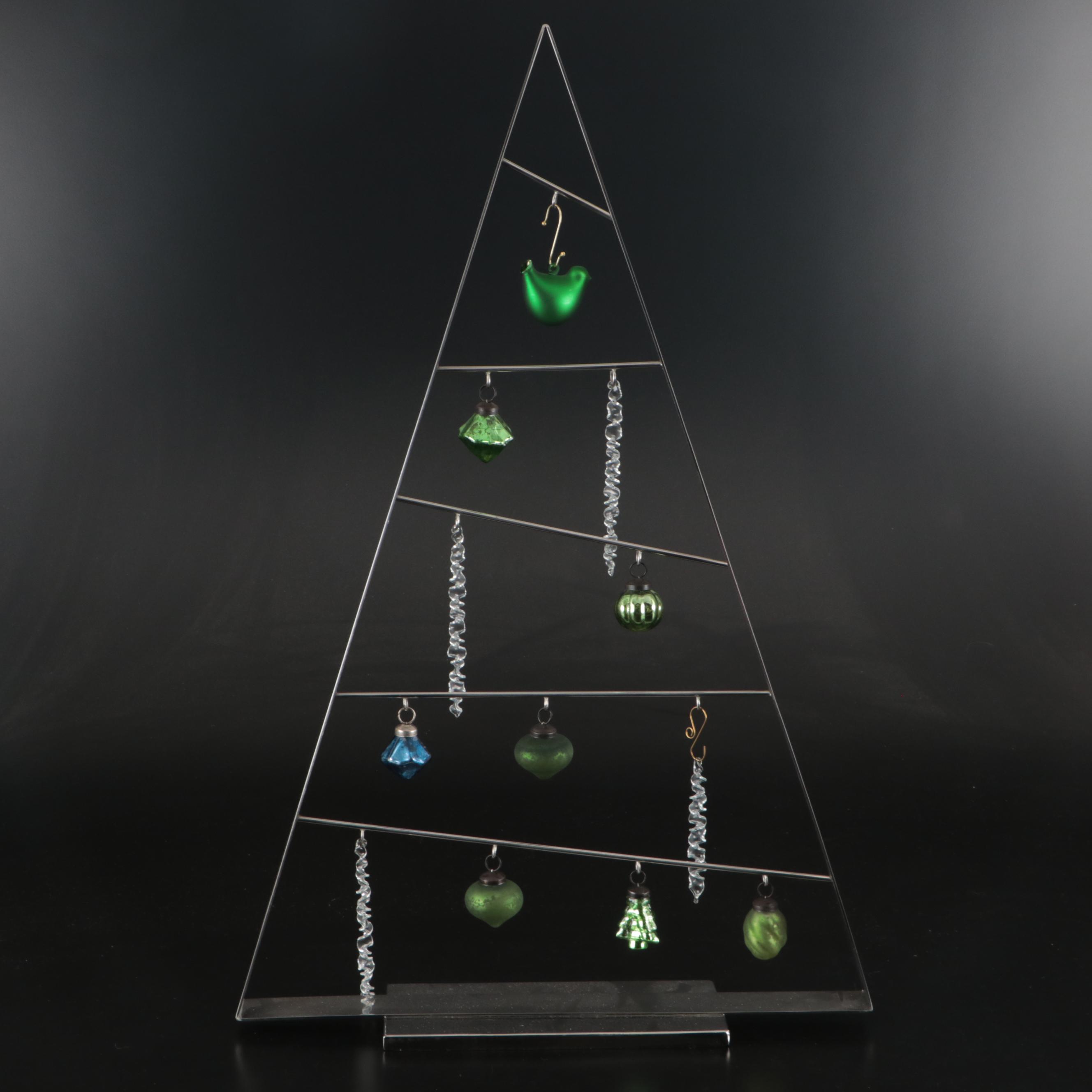 Crate & Barrel Christmas Tree with Hadeland Crystal and Glass Ornaments