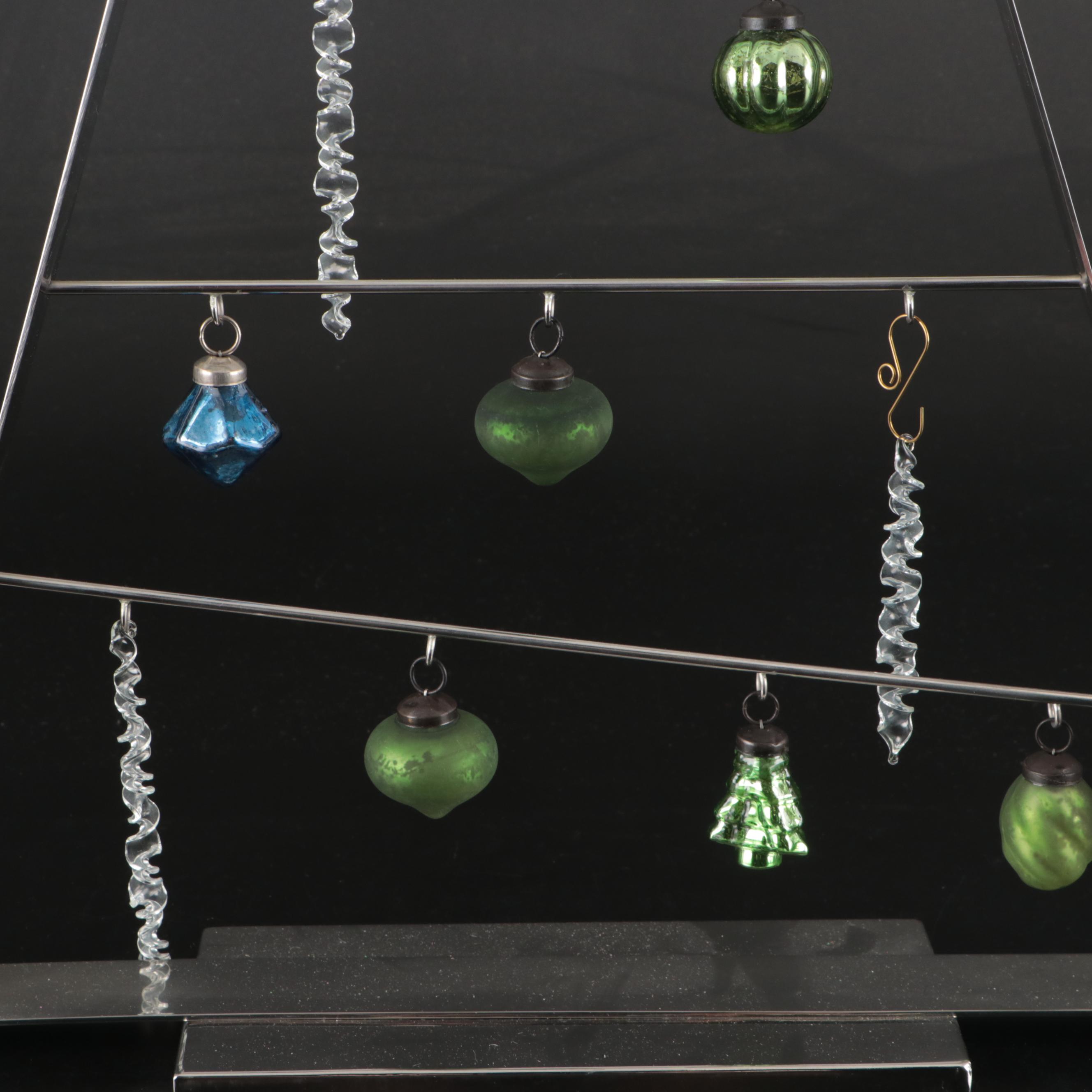 Crate & Barrel Christmas Tree with Hadeland Crystal and Glass Ornaments