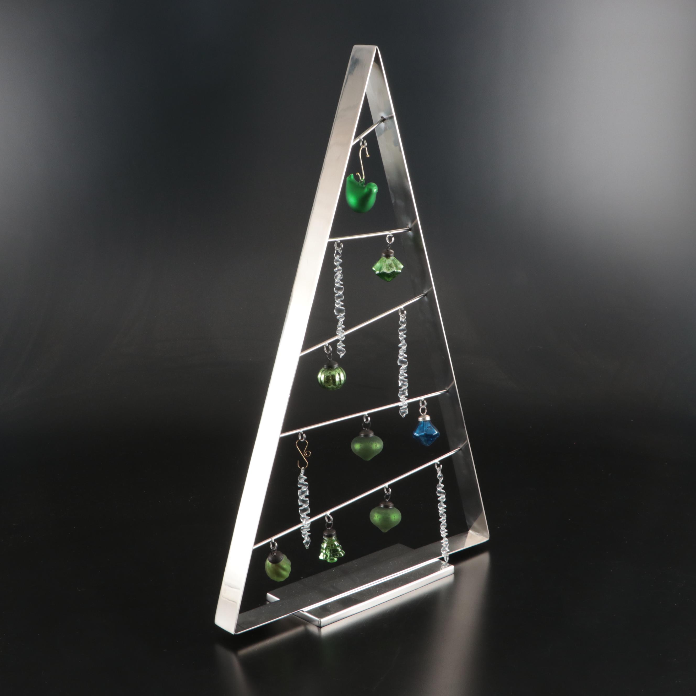 Crate & Barrel Christmas Tree with Hadeland Crystal and Glass Ornaments