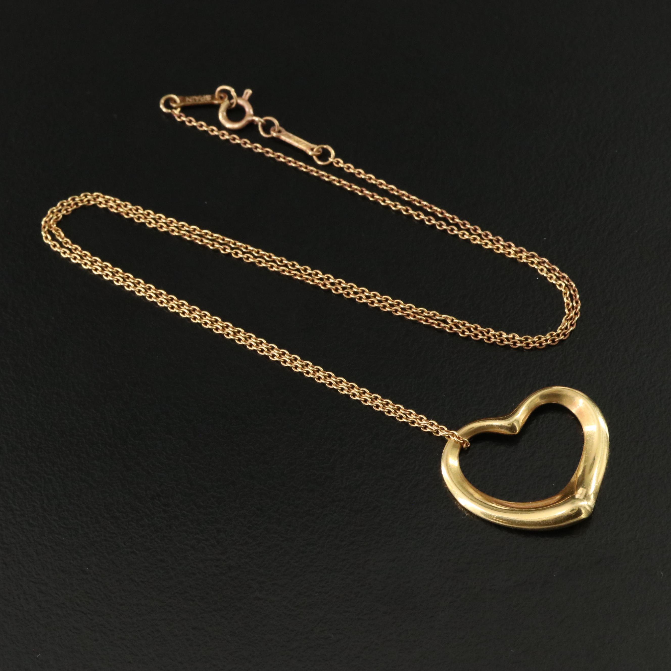 Elsa Peretti for Tiffany & Co. Open Heart 18K Pendant Necklace