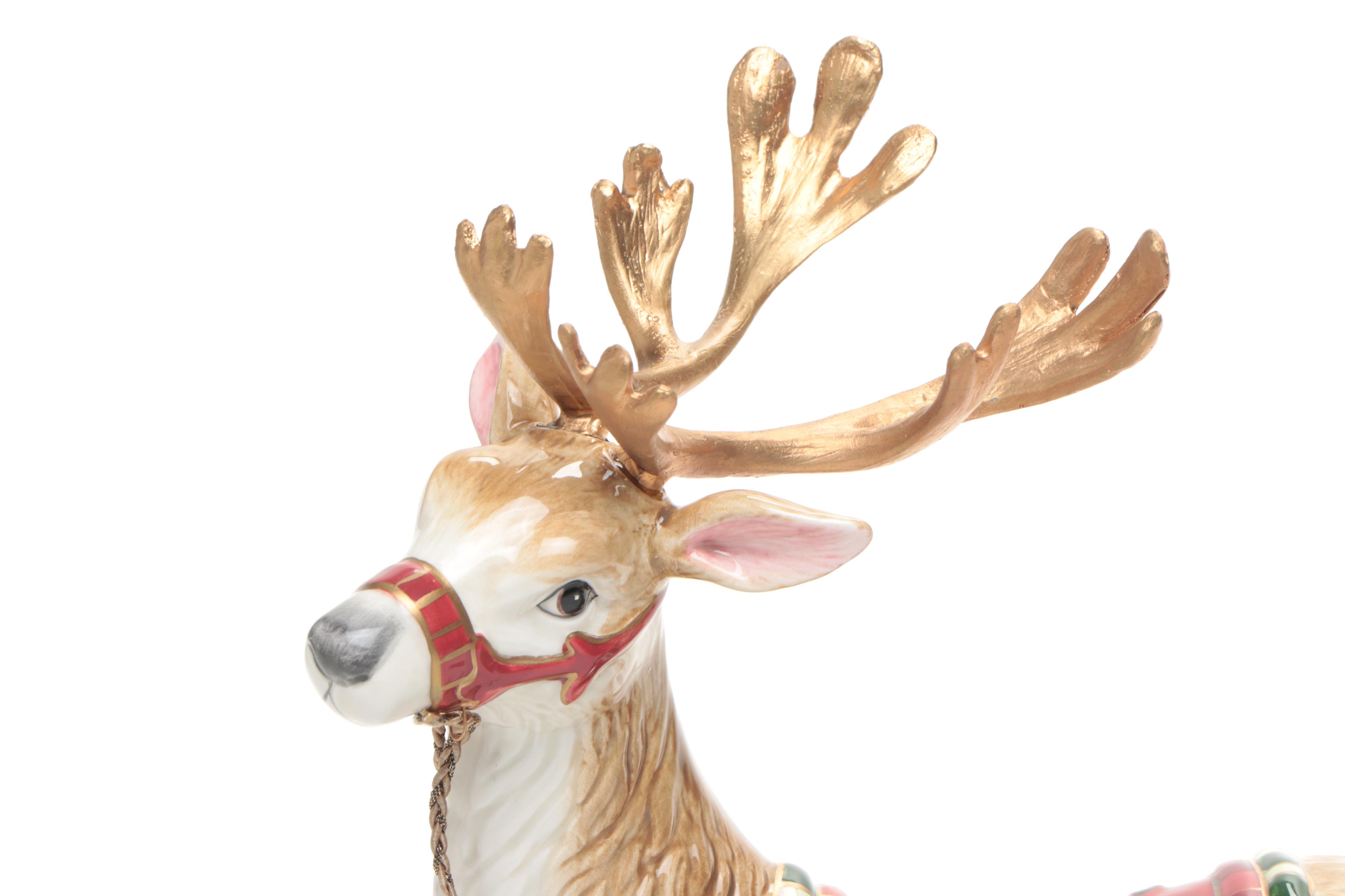 Fitz & Floyd "Christmas Tidings" Ceramic Reindeer Figurines