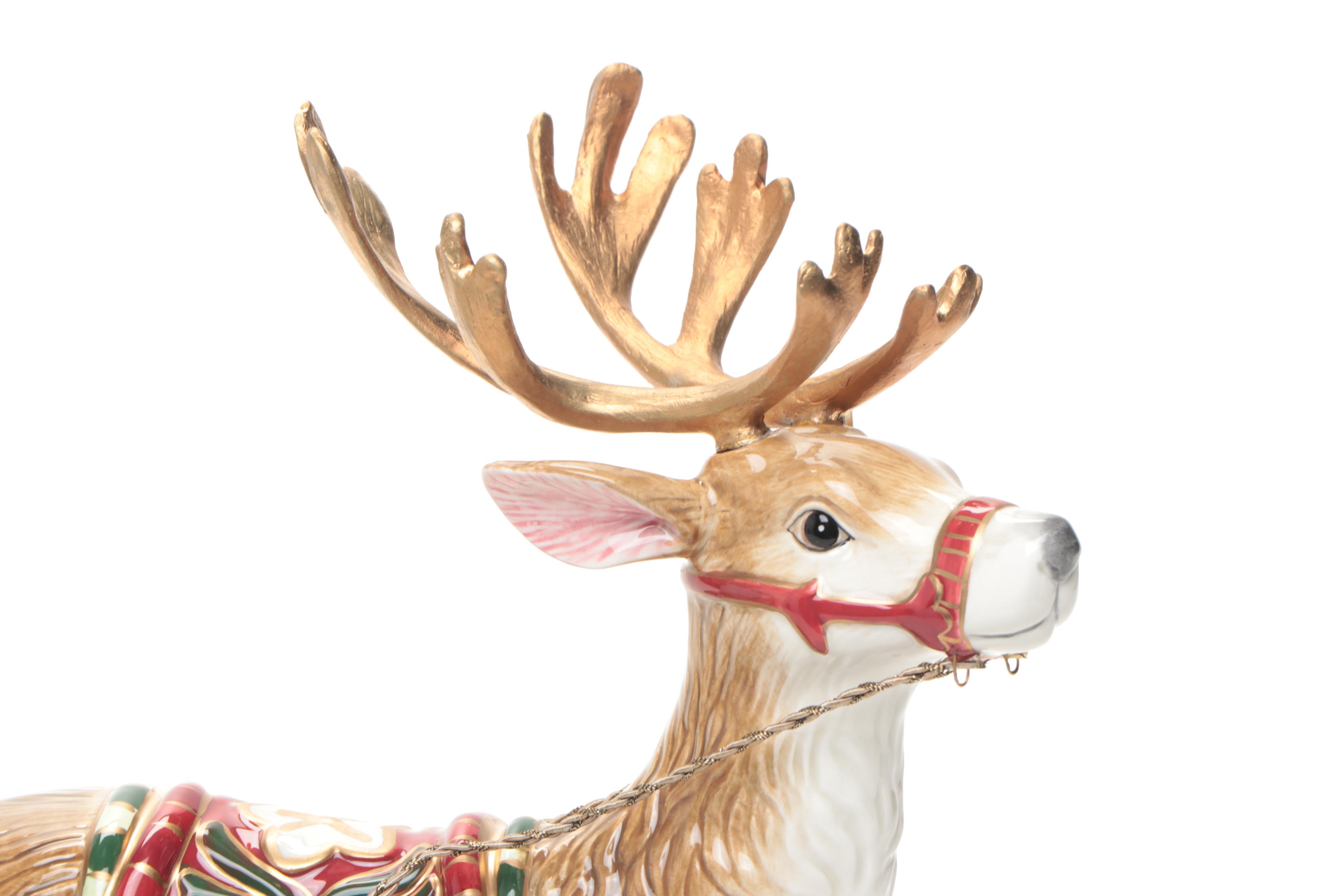 Fitz & Floyd "Christmas Tidings" Ceramic Reindeer Figurines