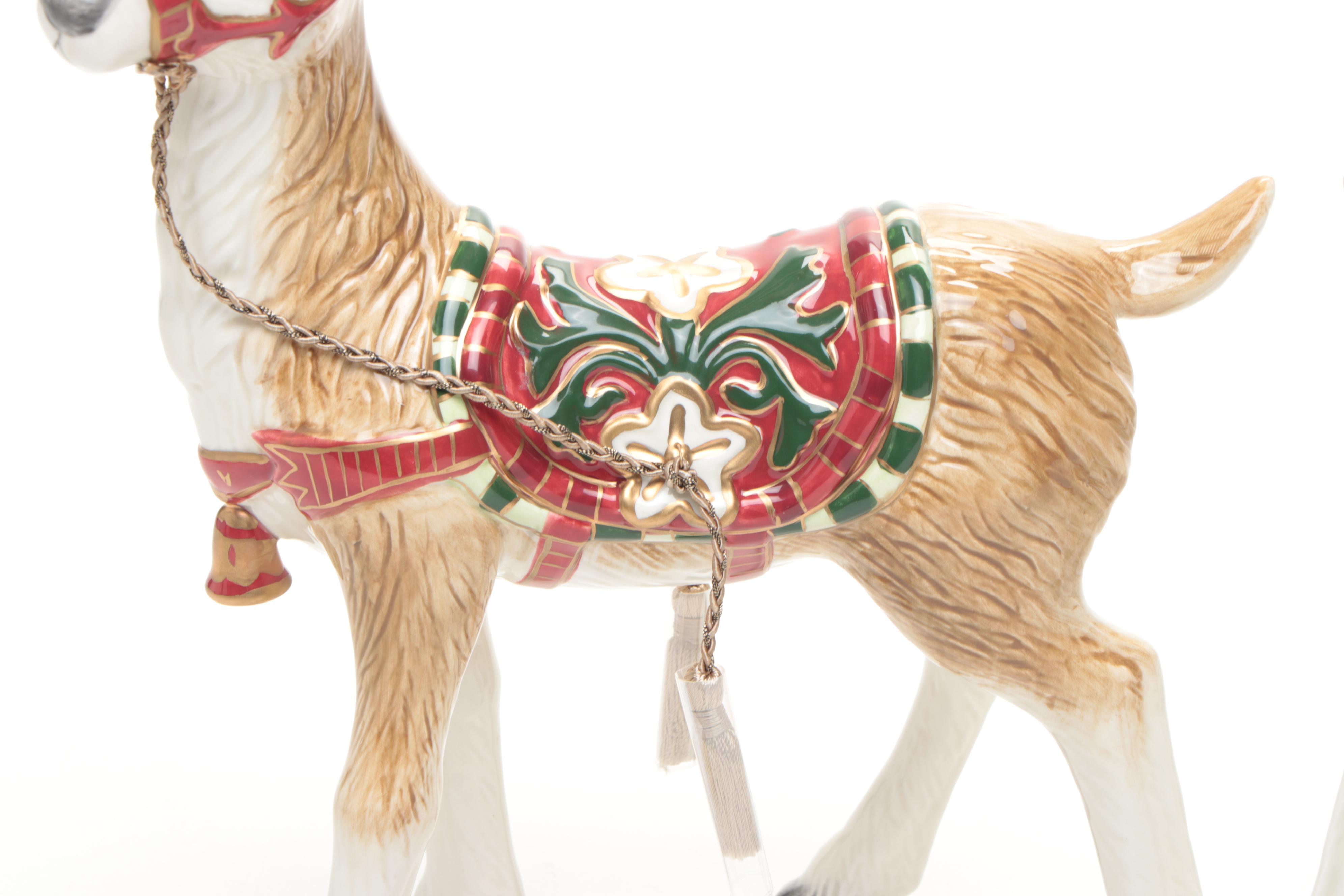Fitz & Floyd "Christmas Tidings" Ceramic Reindeer Figurines