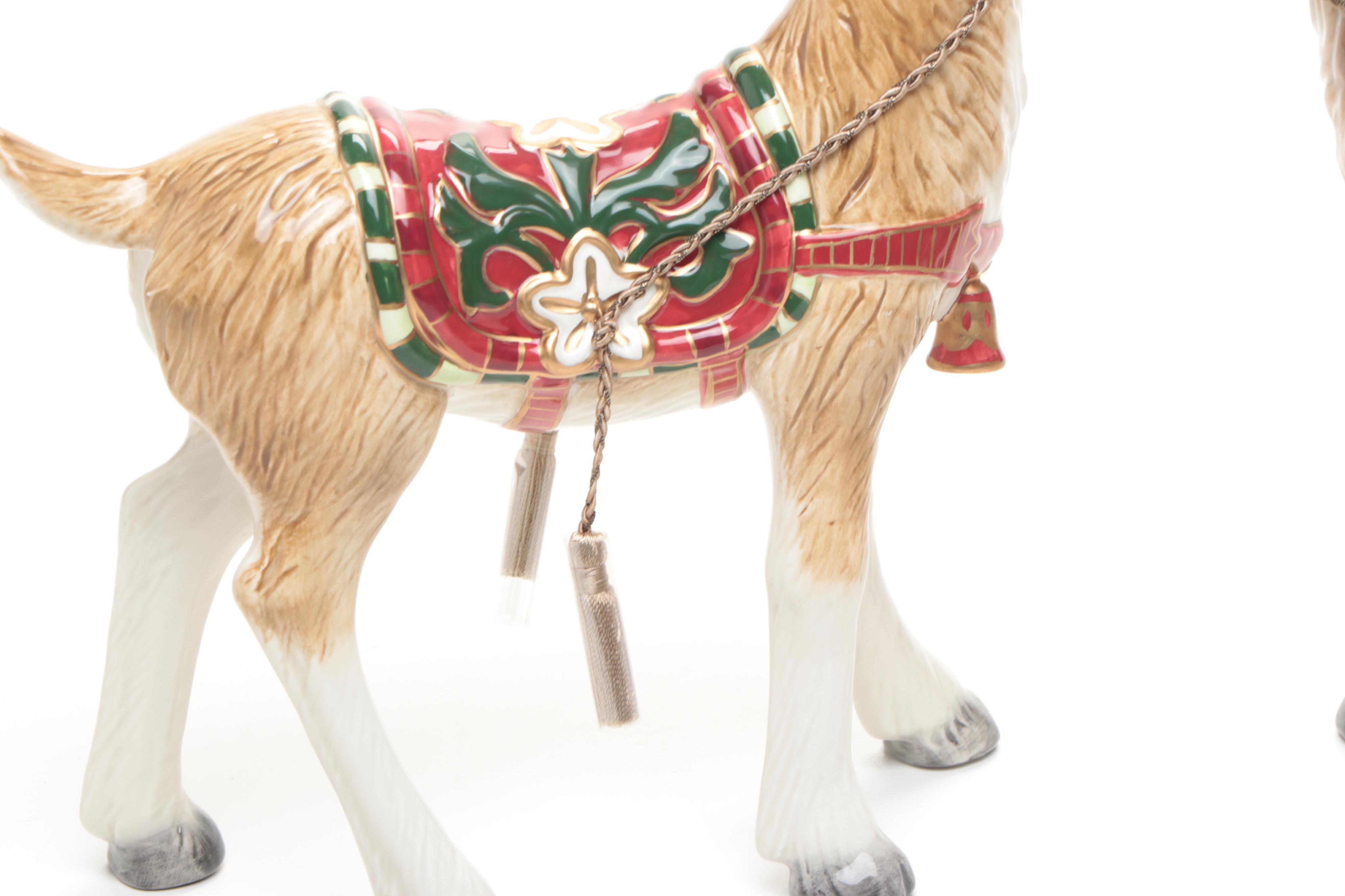 Fitz & Floyd "Christmas Tidings" Ceramic Reindeer Figurines