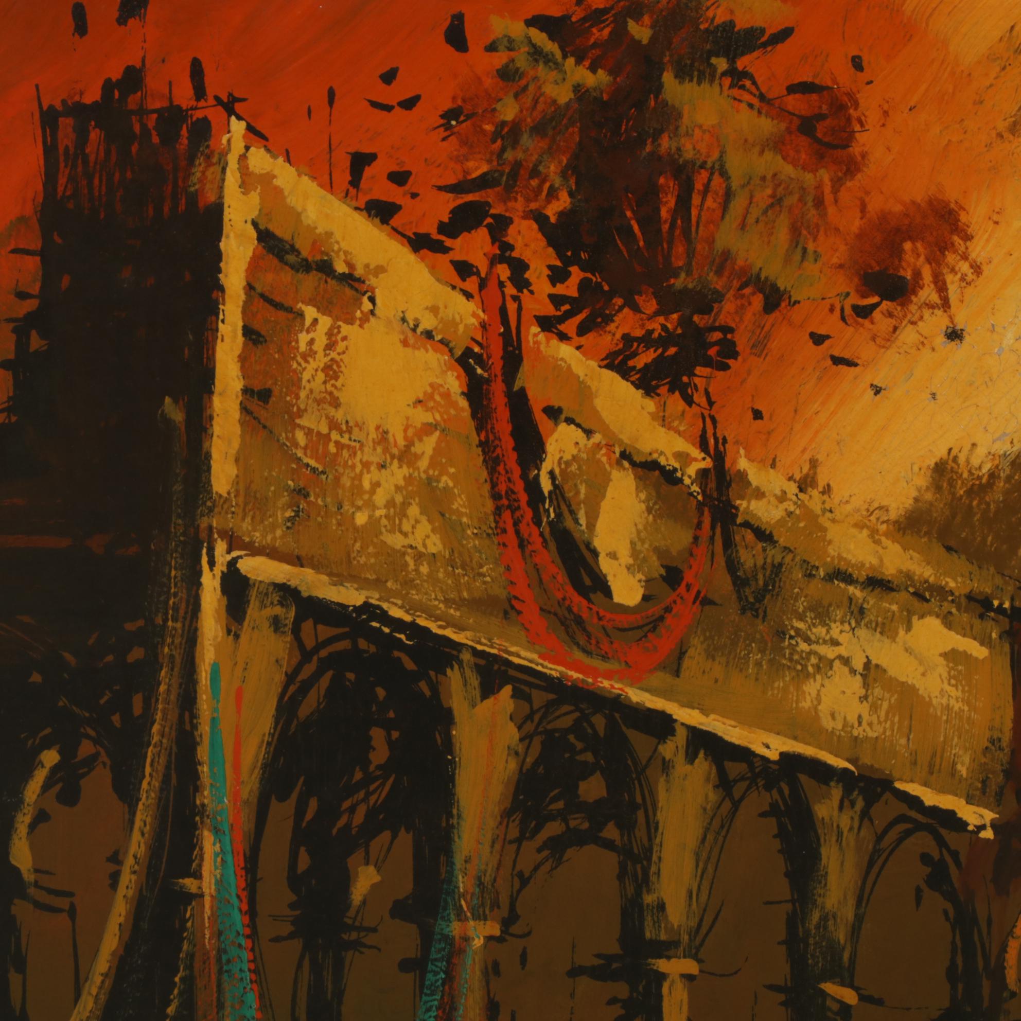 Van Gaard Architectural Oil Painting, Late 20th Century