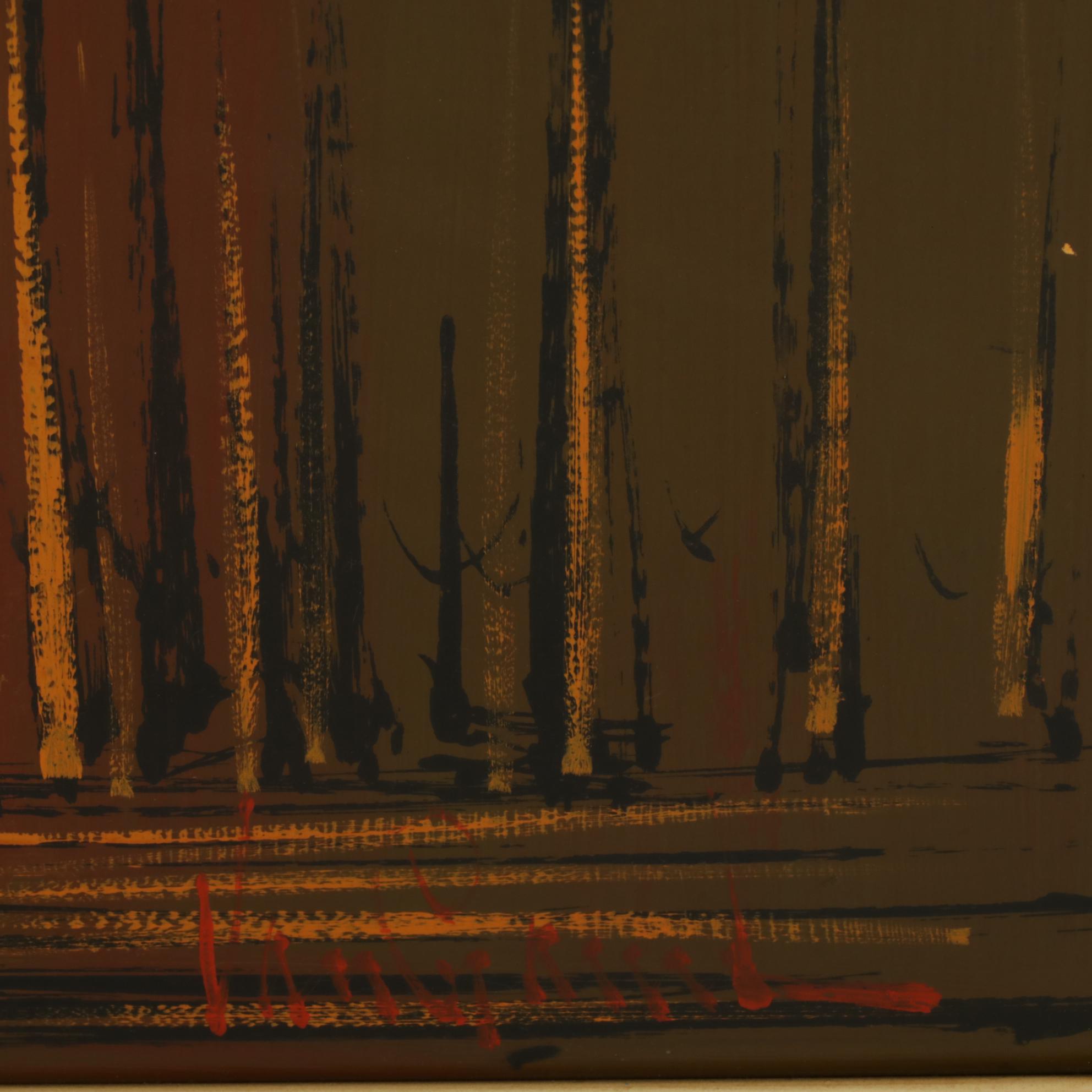 Van Gaard Architectural Oil Painting, Late 20th Century