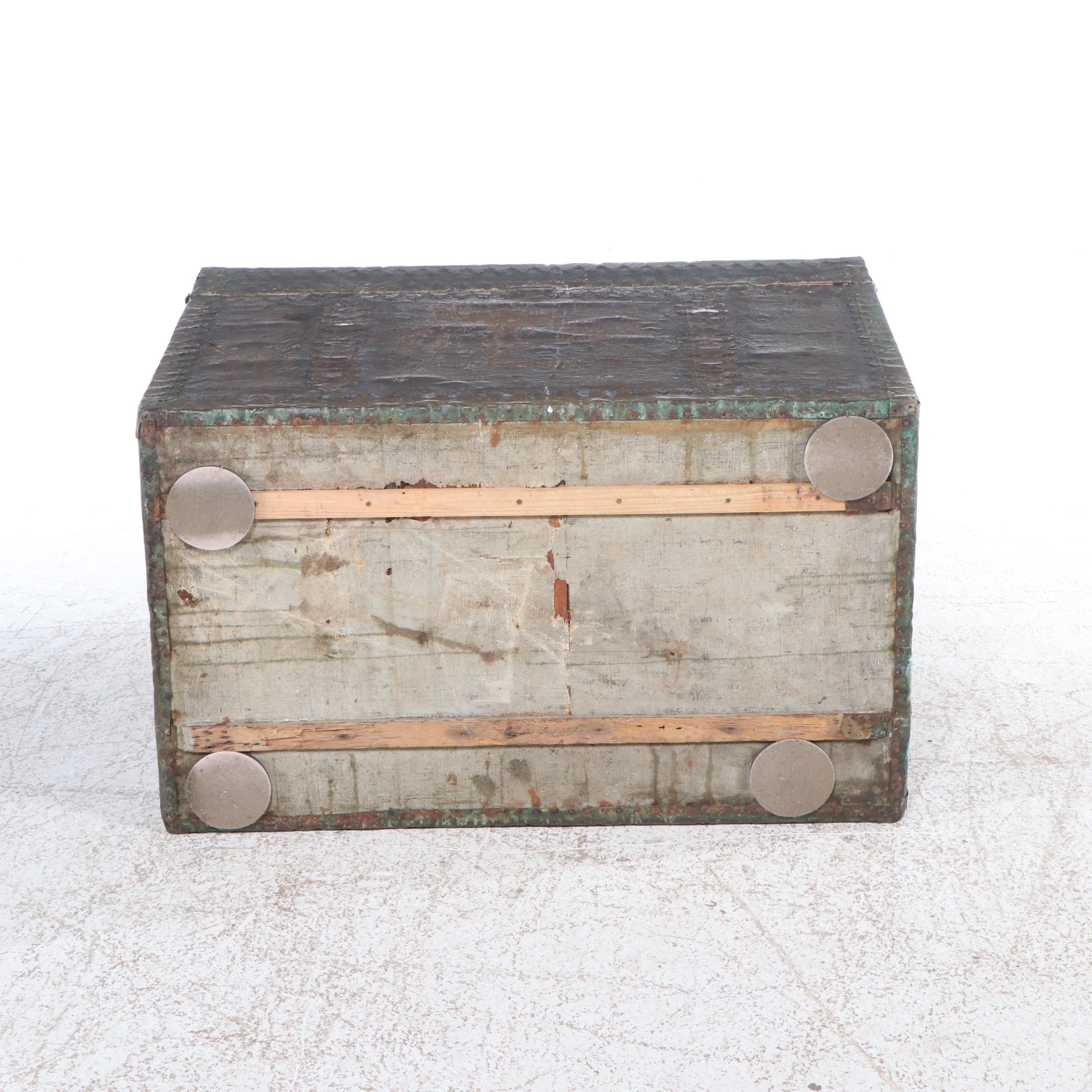 Victorian Leather Covered and Brass Accented Trunk, Late 19th Century