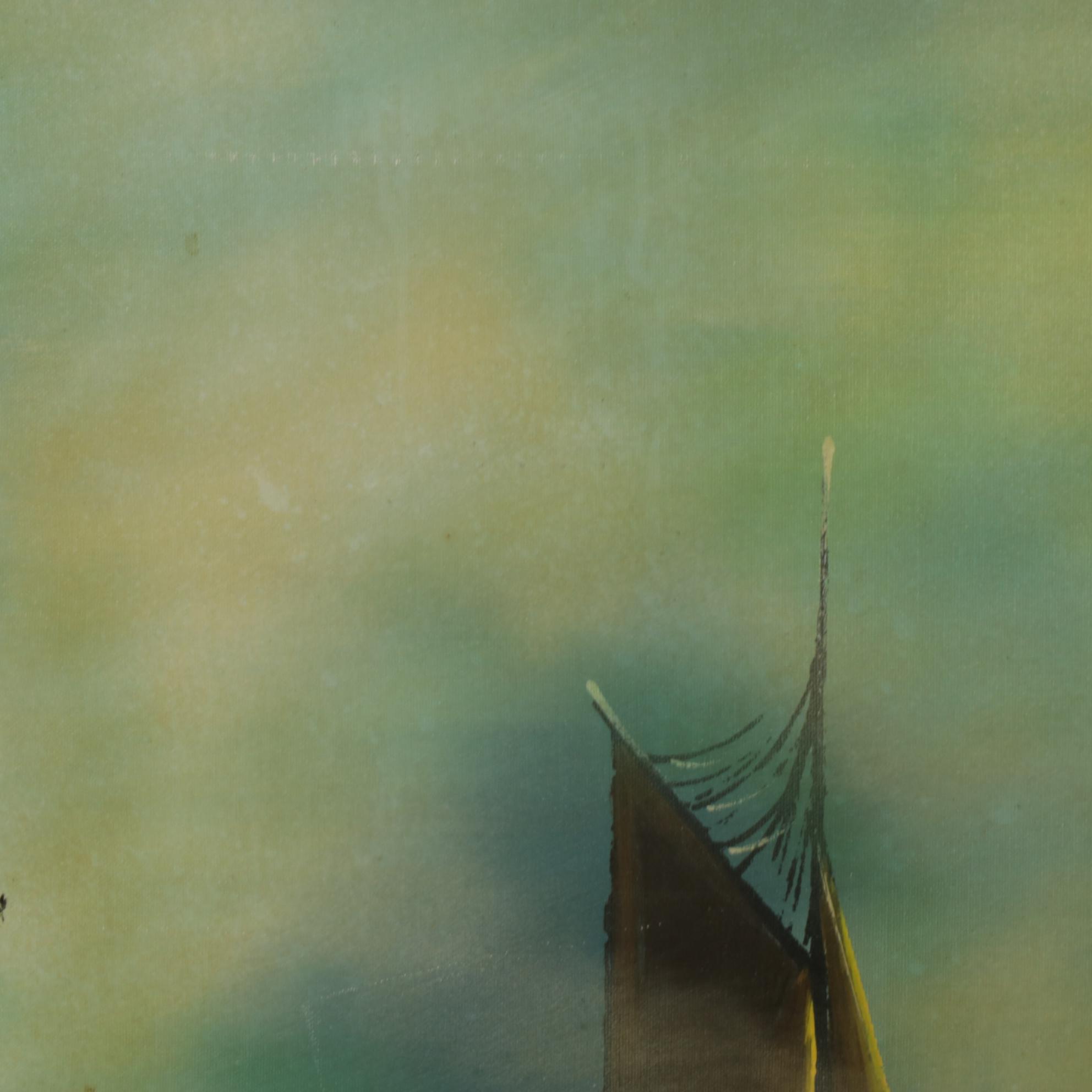 Carison After Montague Dawson "Night Mists" Oil Painting on Canvas, 20th Century