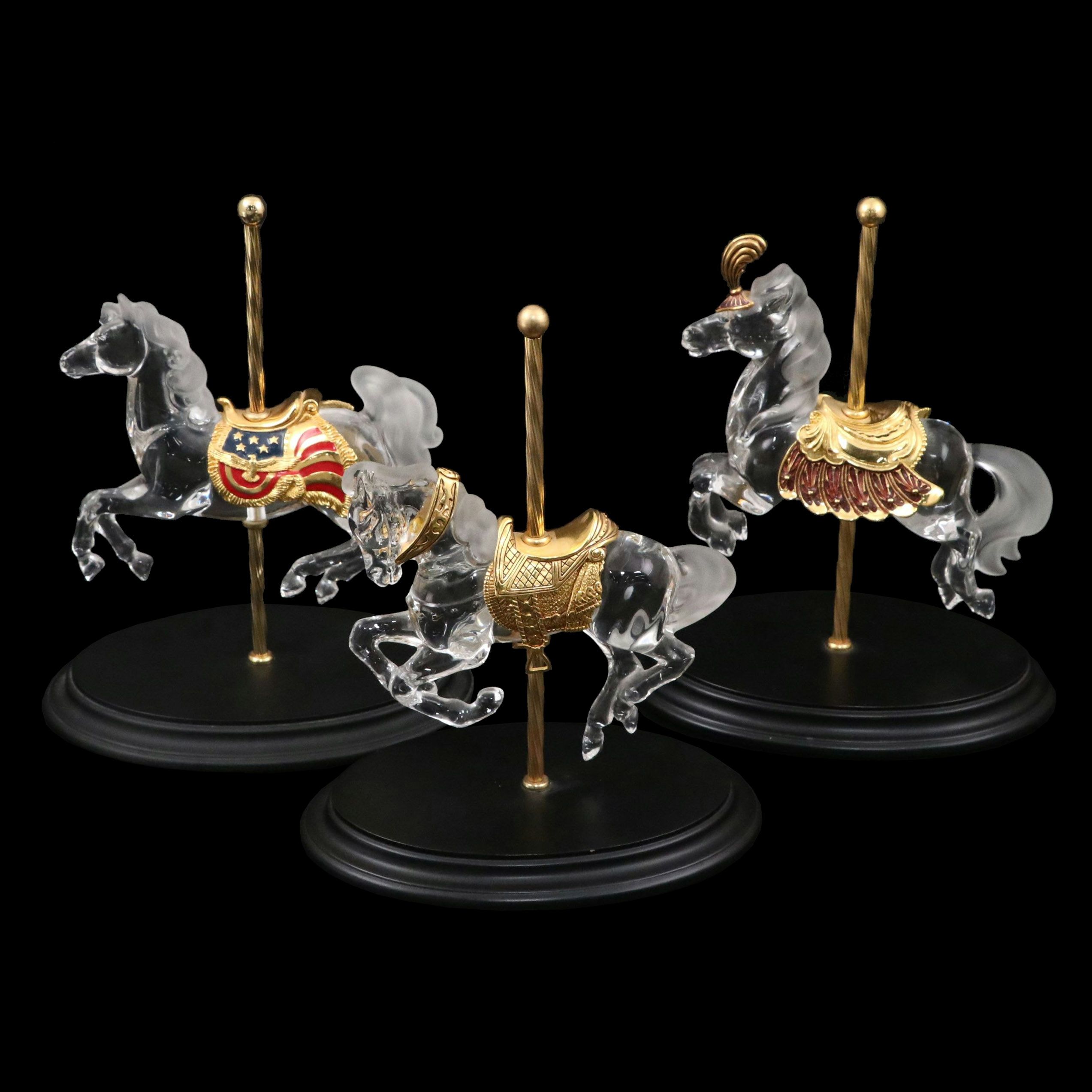 The Franklin Mint "Crystal Prancer" and Other Carousel Horse Figurines