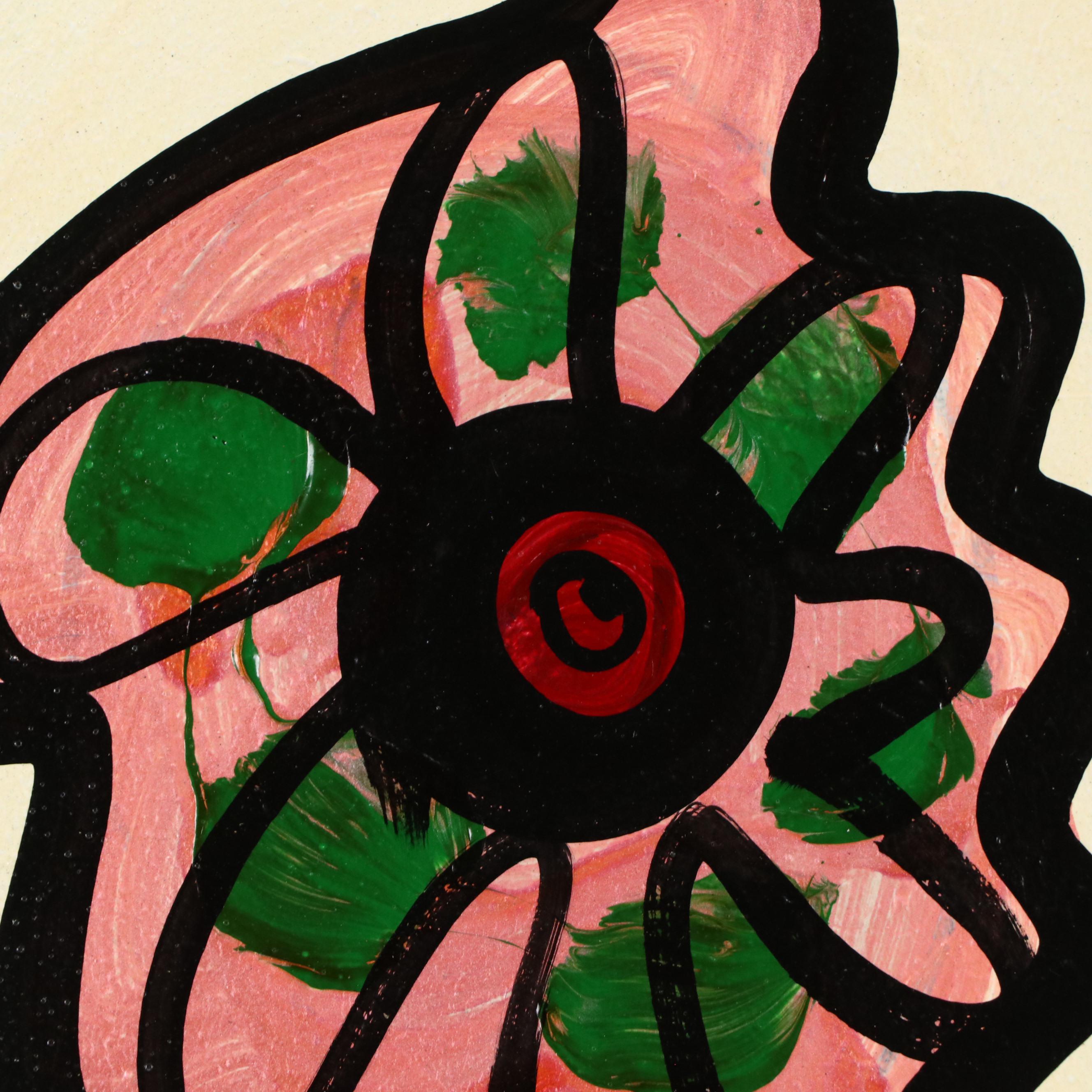 Peter Keil Stylized Acrylic Painting with Floral Still Life