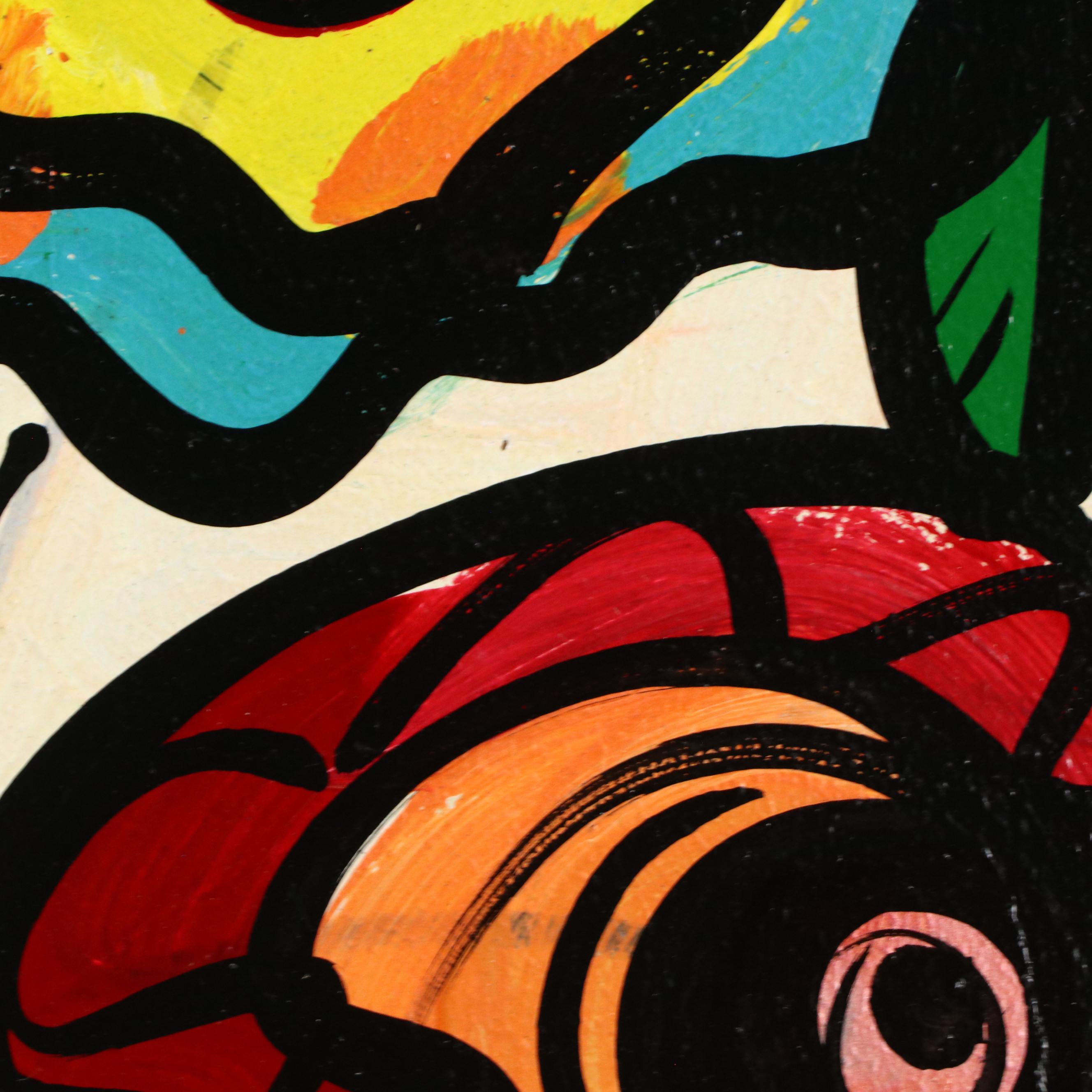 Peter Keil Stylized Acrylic Painting with Floral Still Life