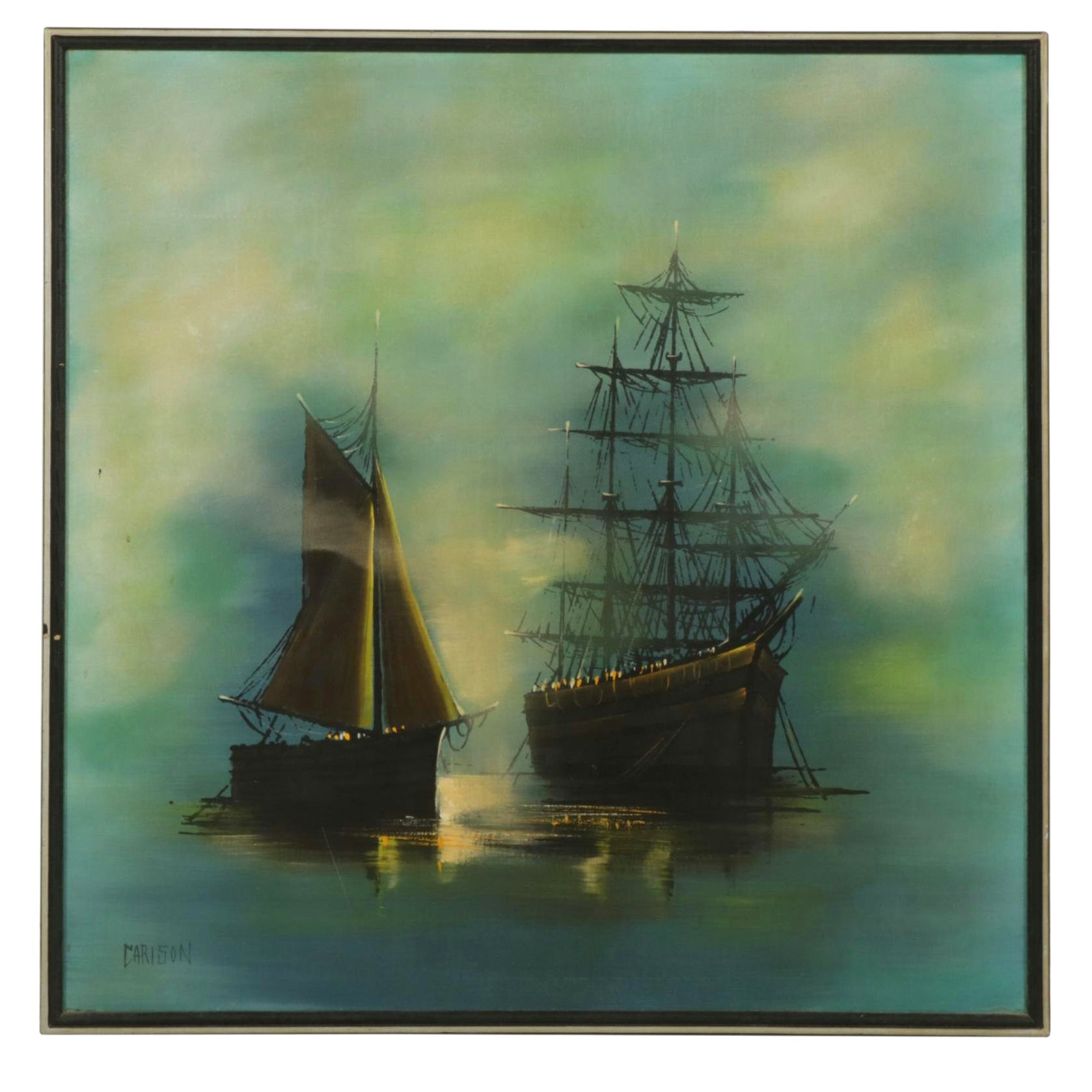 Carison After Montague Dawson "Night Mists" Oil Painting on Canvas, 20th Century