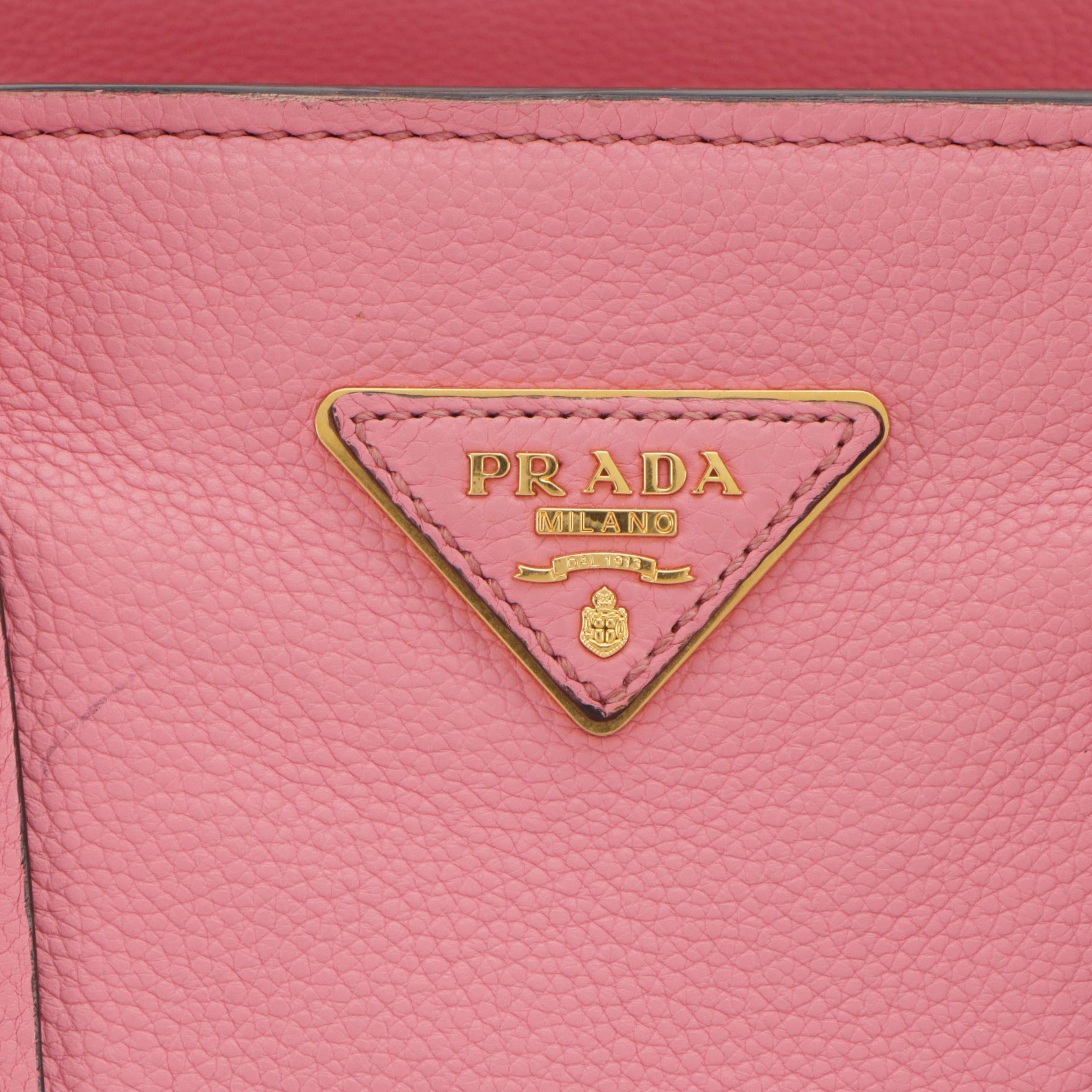 Prada Two-Way Shoulder Bag in Bubblegum Pink Grained Calfskin Leather