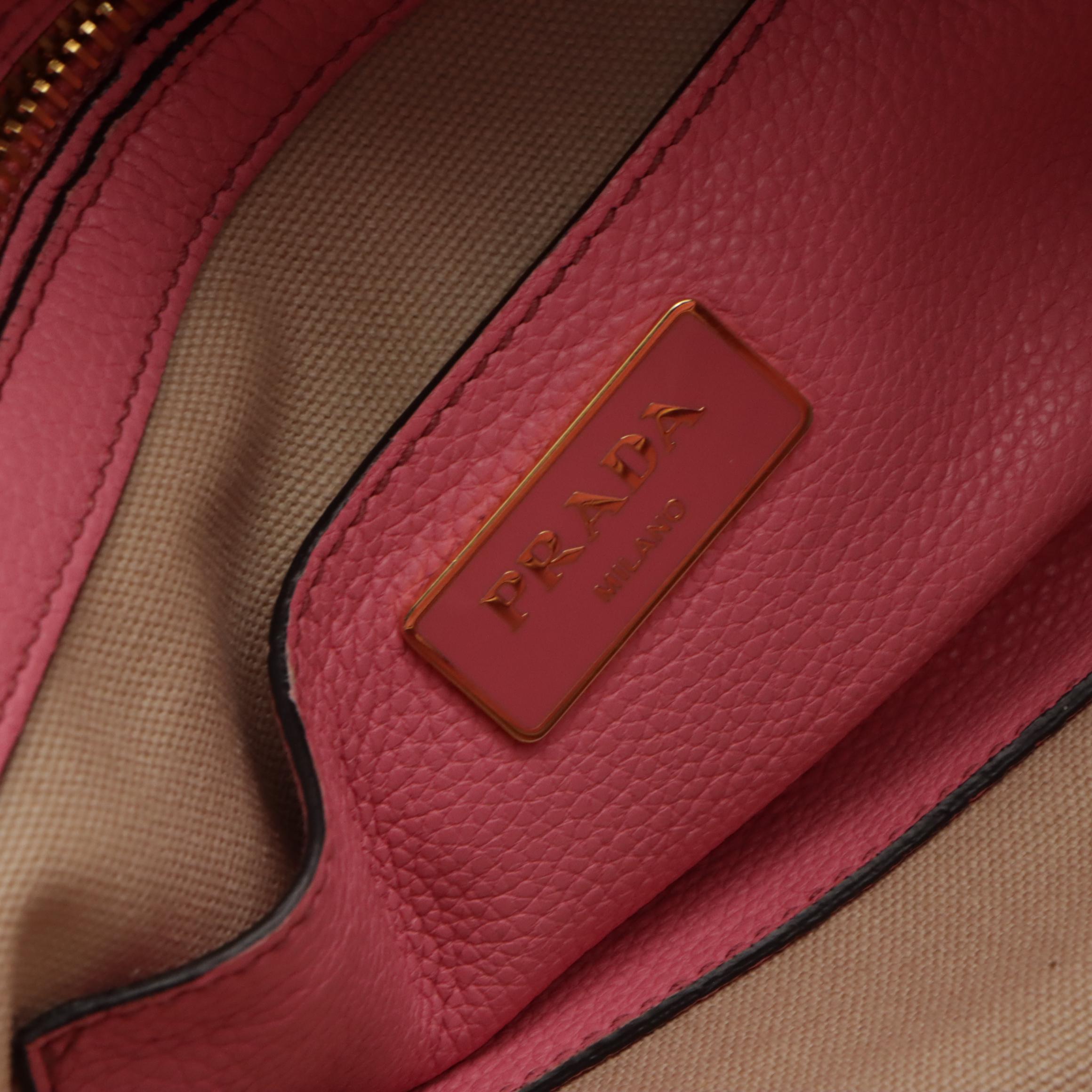 Prada Two-Way Shoulder Bag in Bubblegum Pink Grained Calfskin Leather