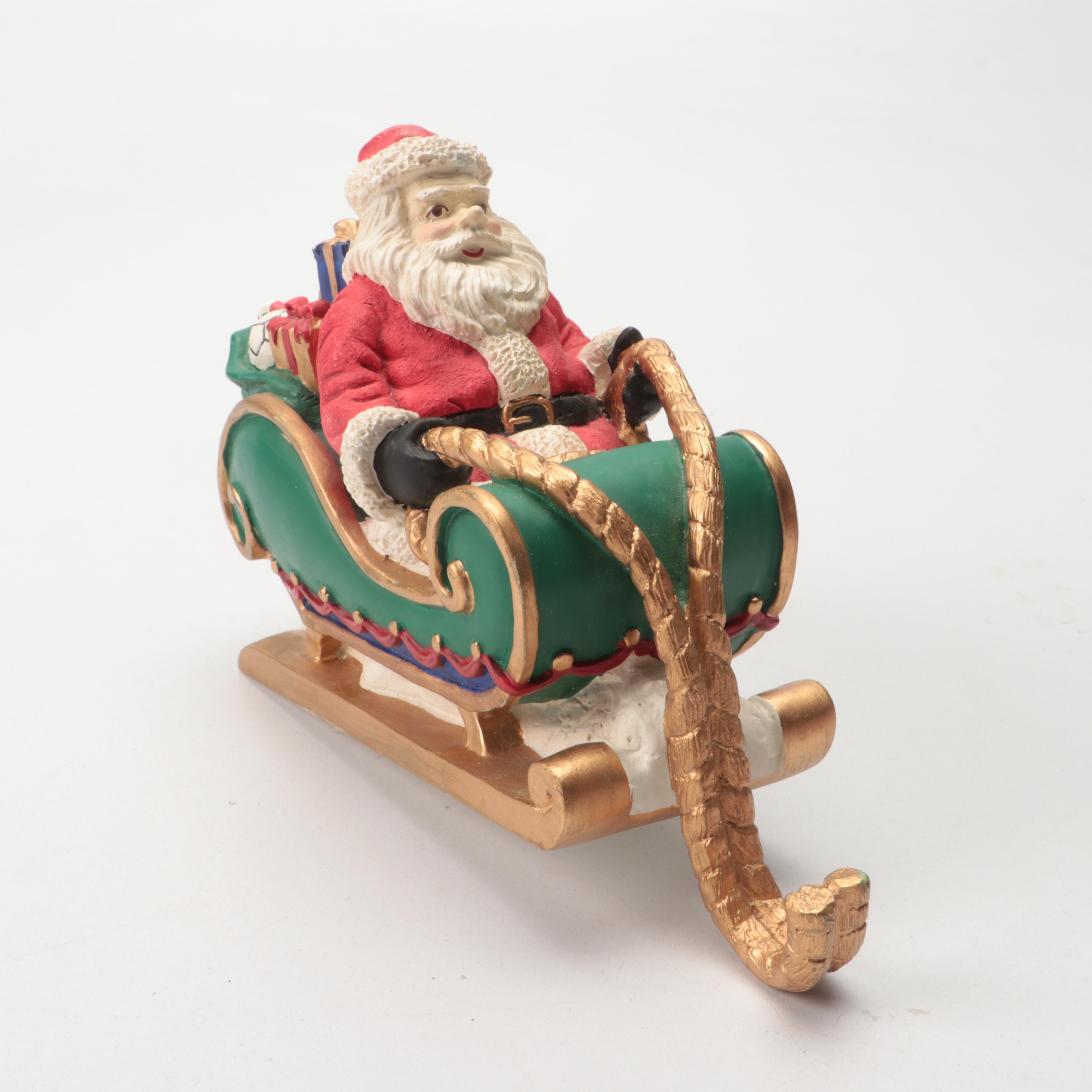 Mikasa Winter Scene Porcelain Box with Santa Figurine and Other Christmas Decor