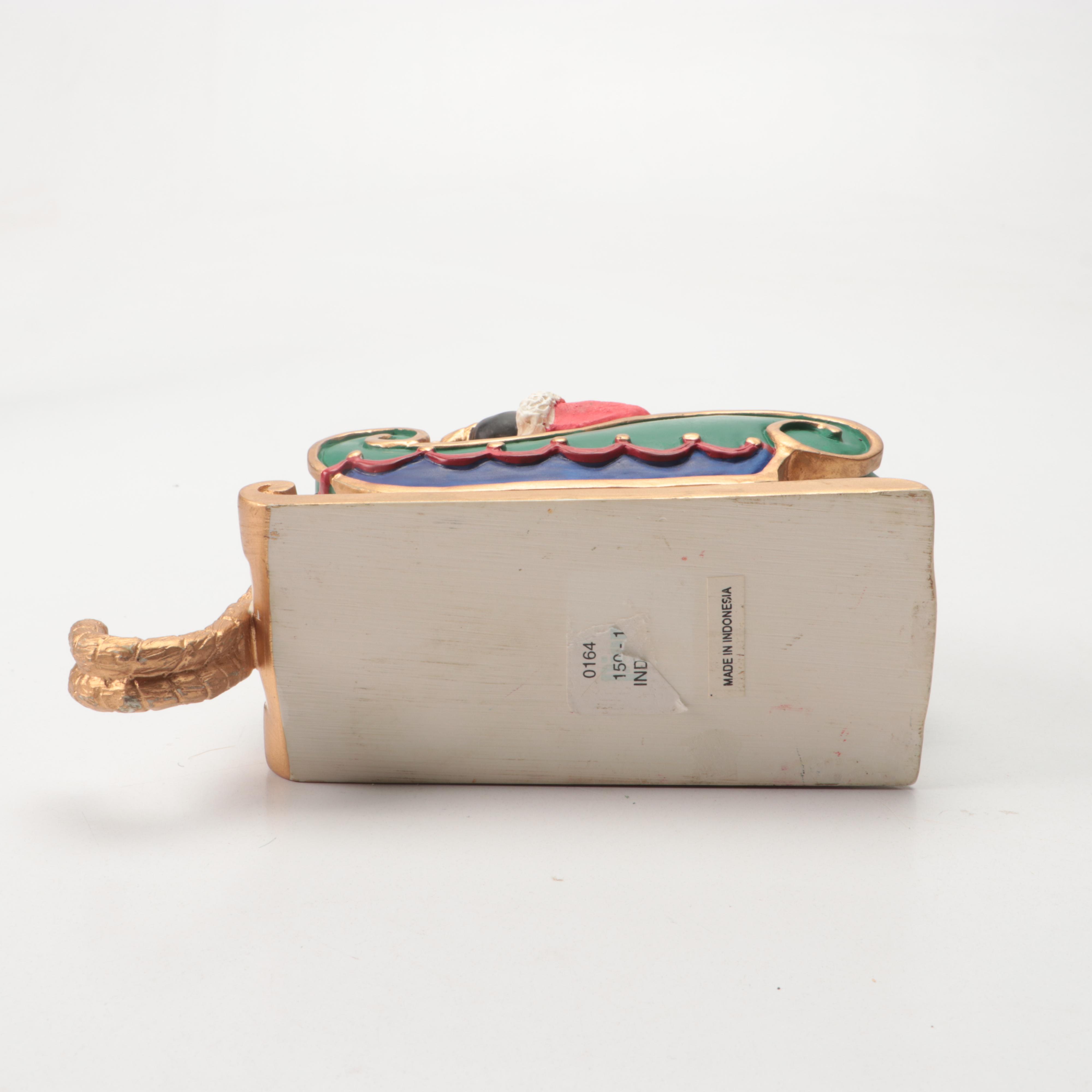 Mikasa Winter Scene Porcelain Box with Santa Figurine and Other Christmas Decor