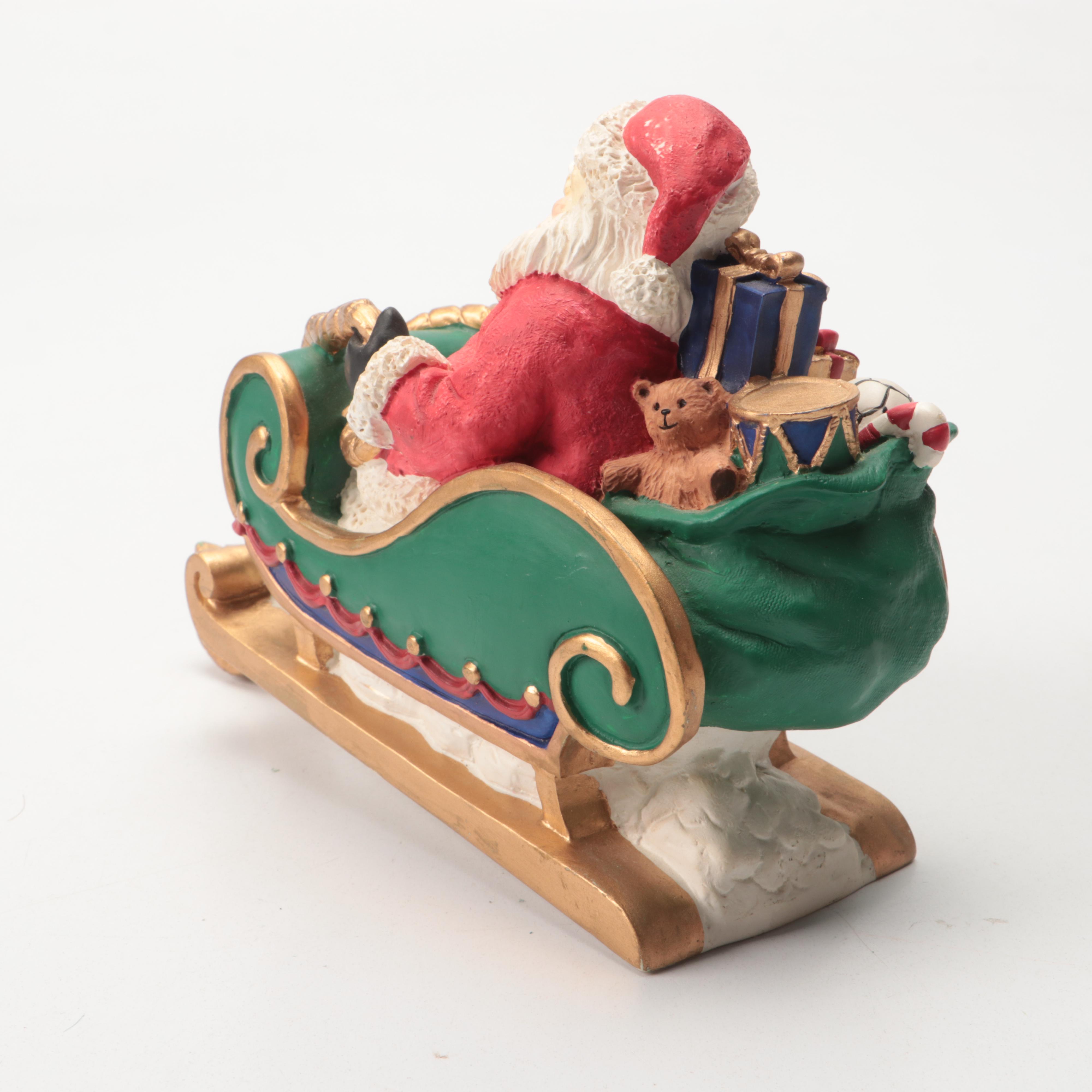 Mikasa Winter Scene Porcelain Box with Santa Figurine and Other Christmas Decor