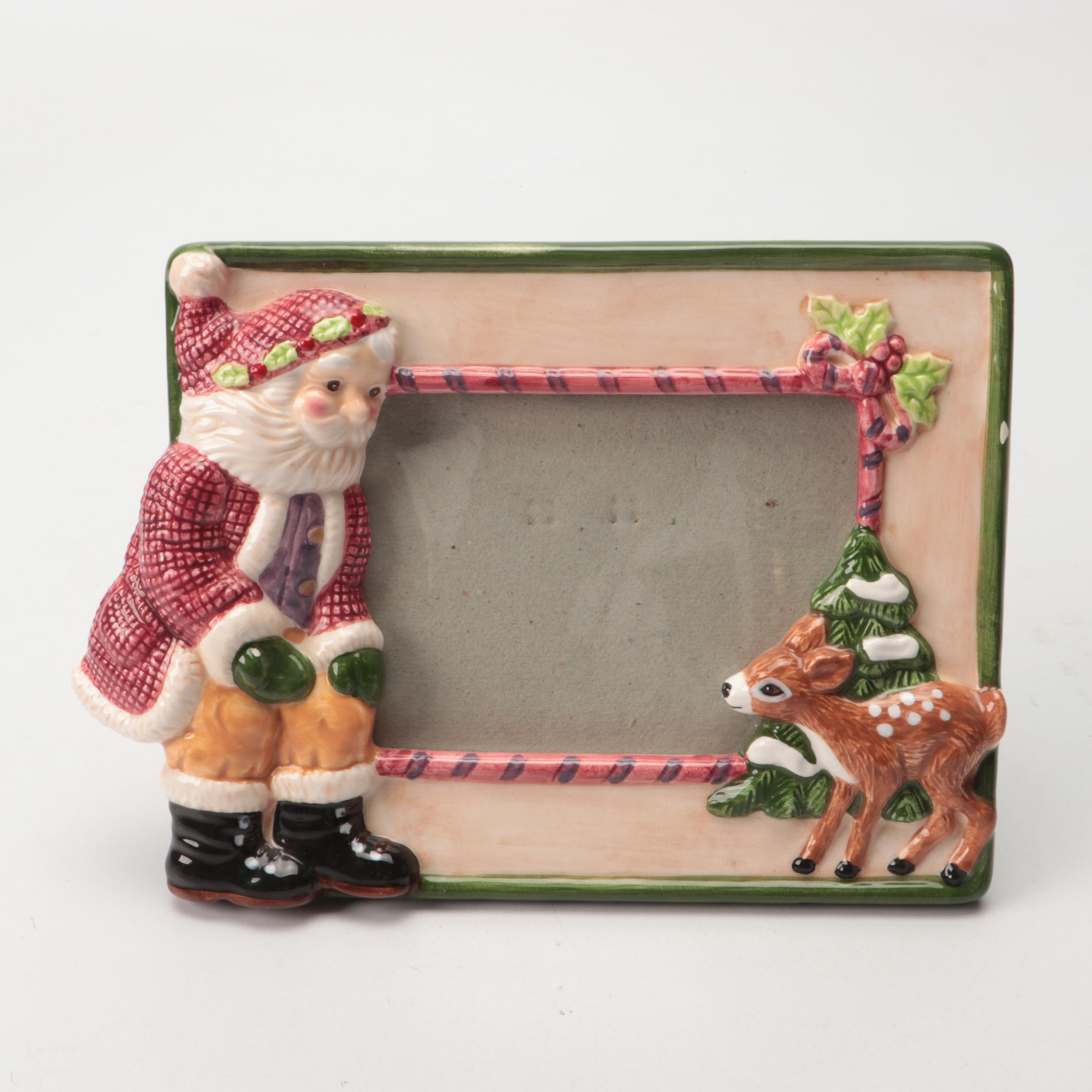 Mikasa Winter Scene Porcelain Box with Santa Figurine and Other Christmas Decor