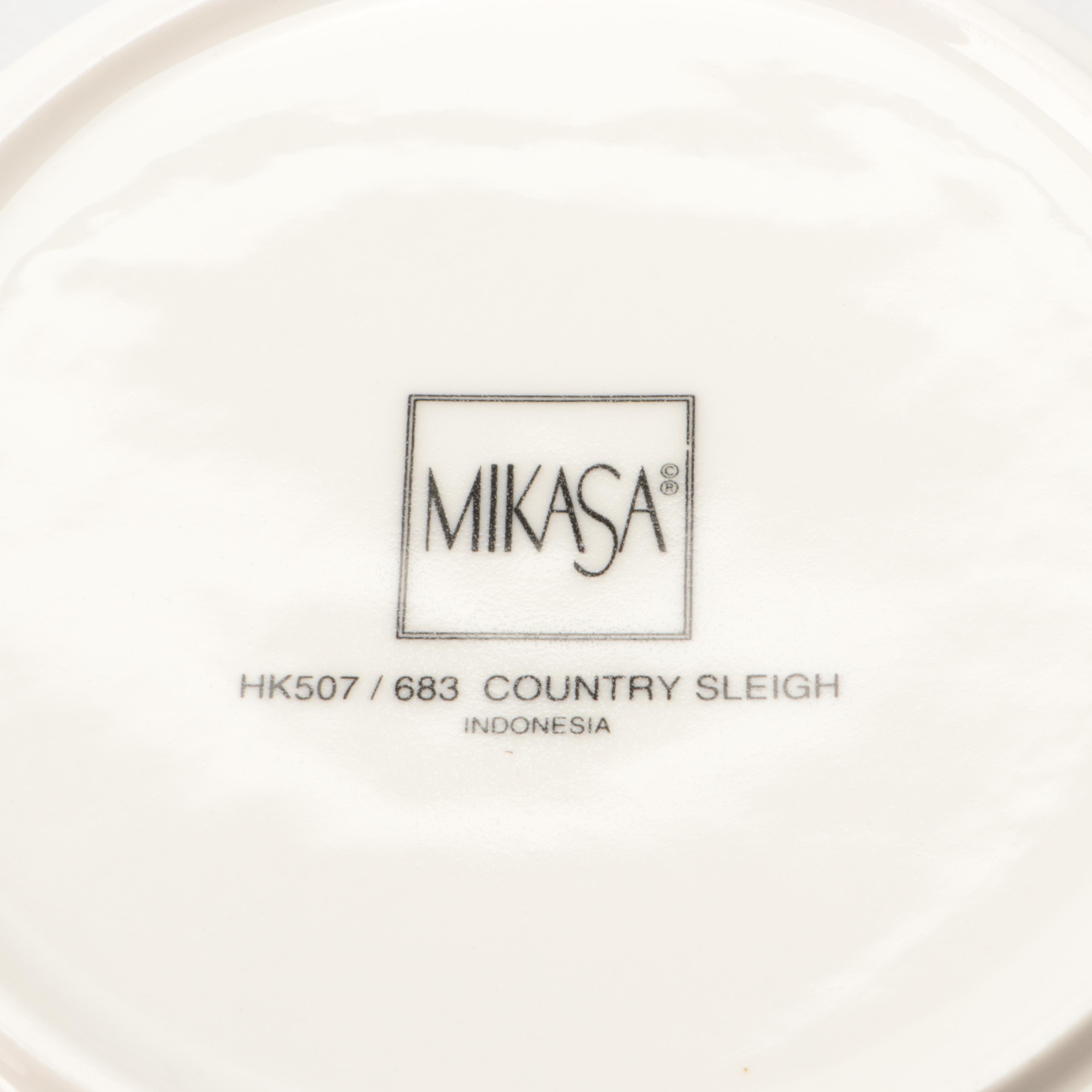 Mikasa Winter Scene Porcelain Box with Santa Figurine and Other Christmas Decor