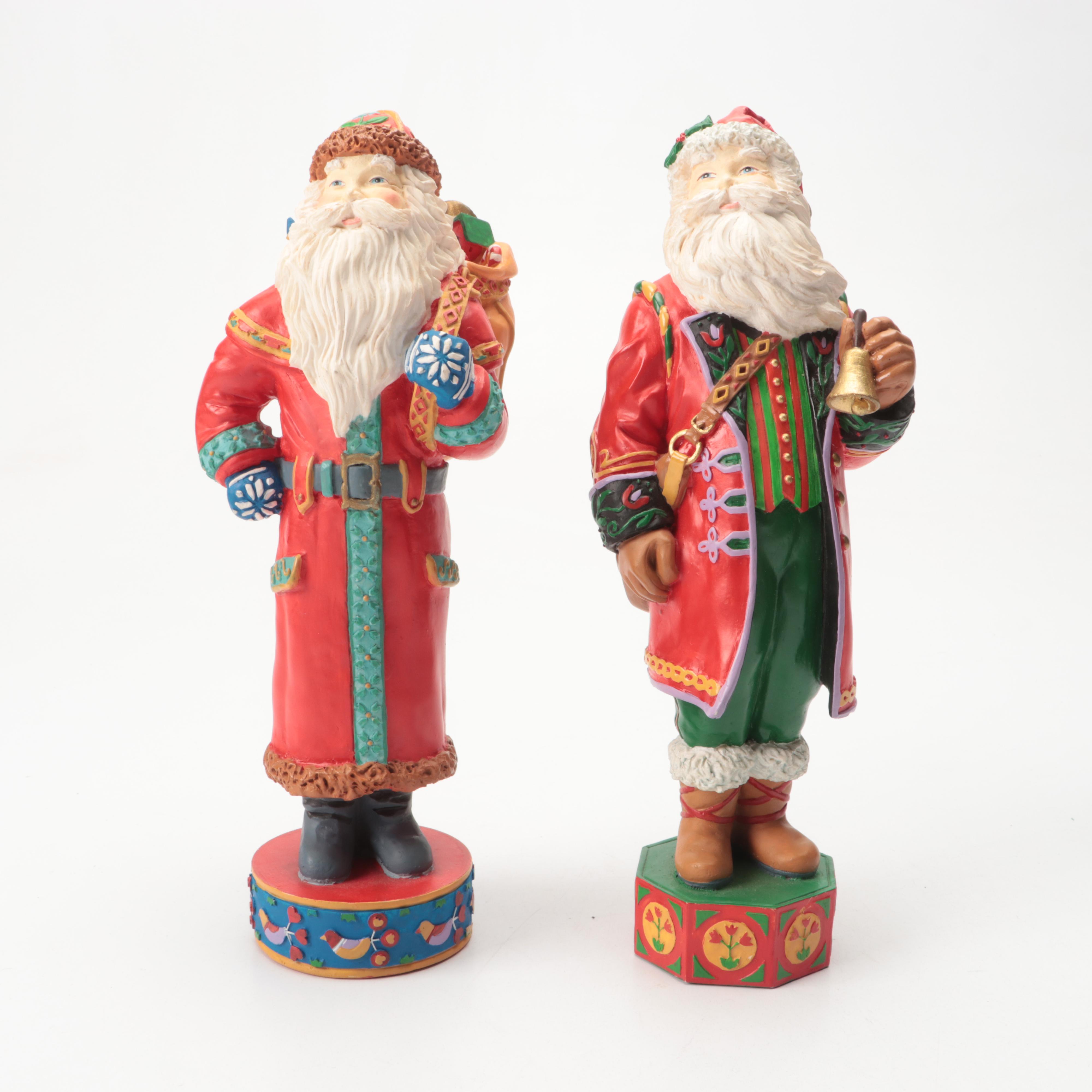 Russian Hand-Carved Folk Art Grandfather Frost with Santa Collection