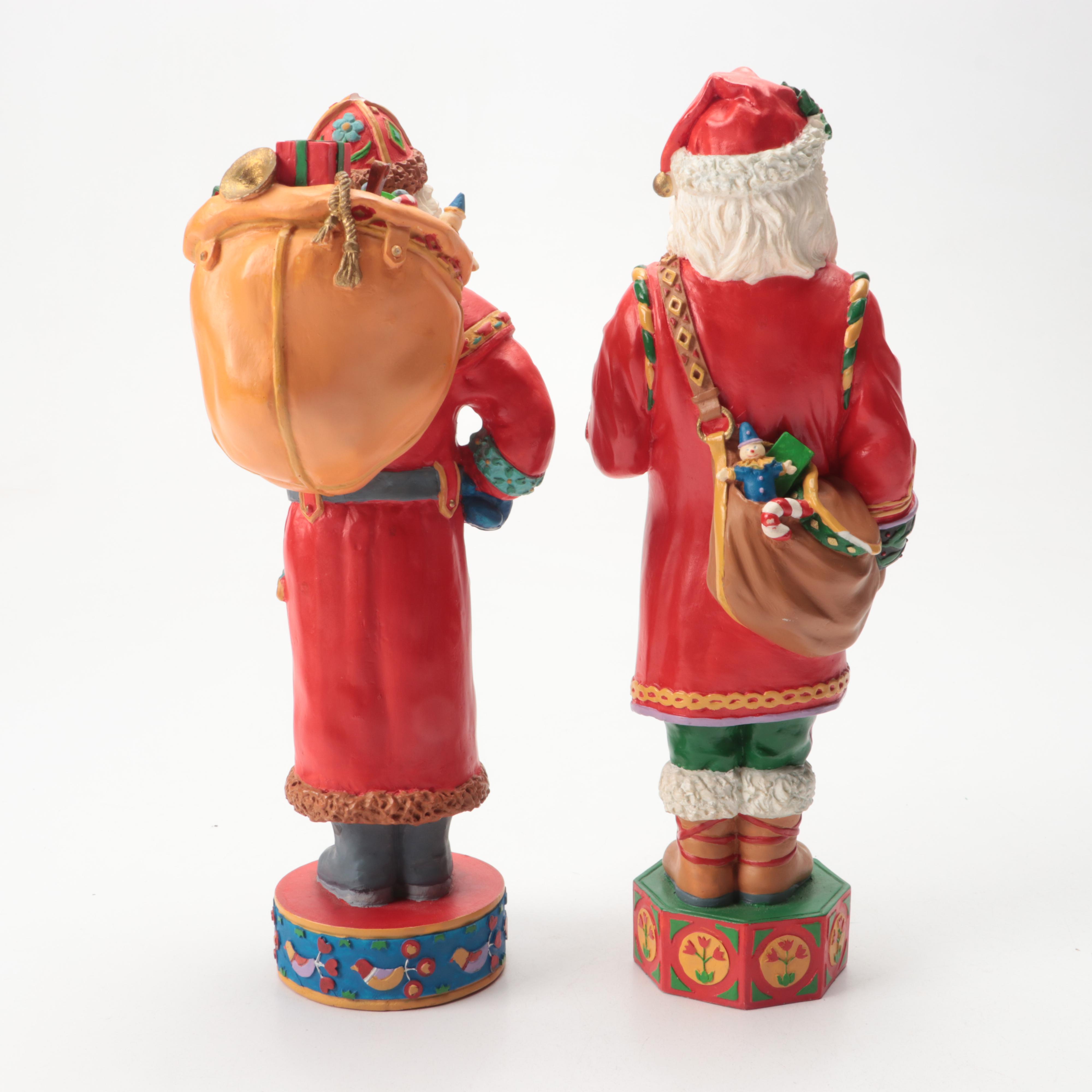 Russian Hand-Carved Folk Art Grandfather Frost with Santa Collection