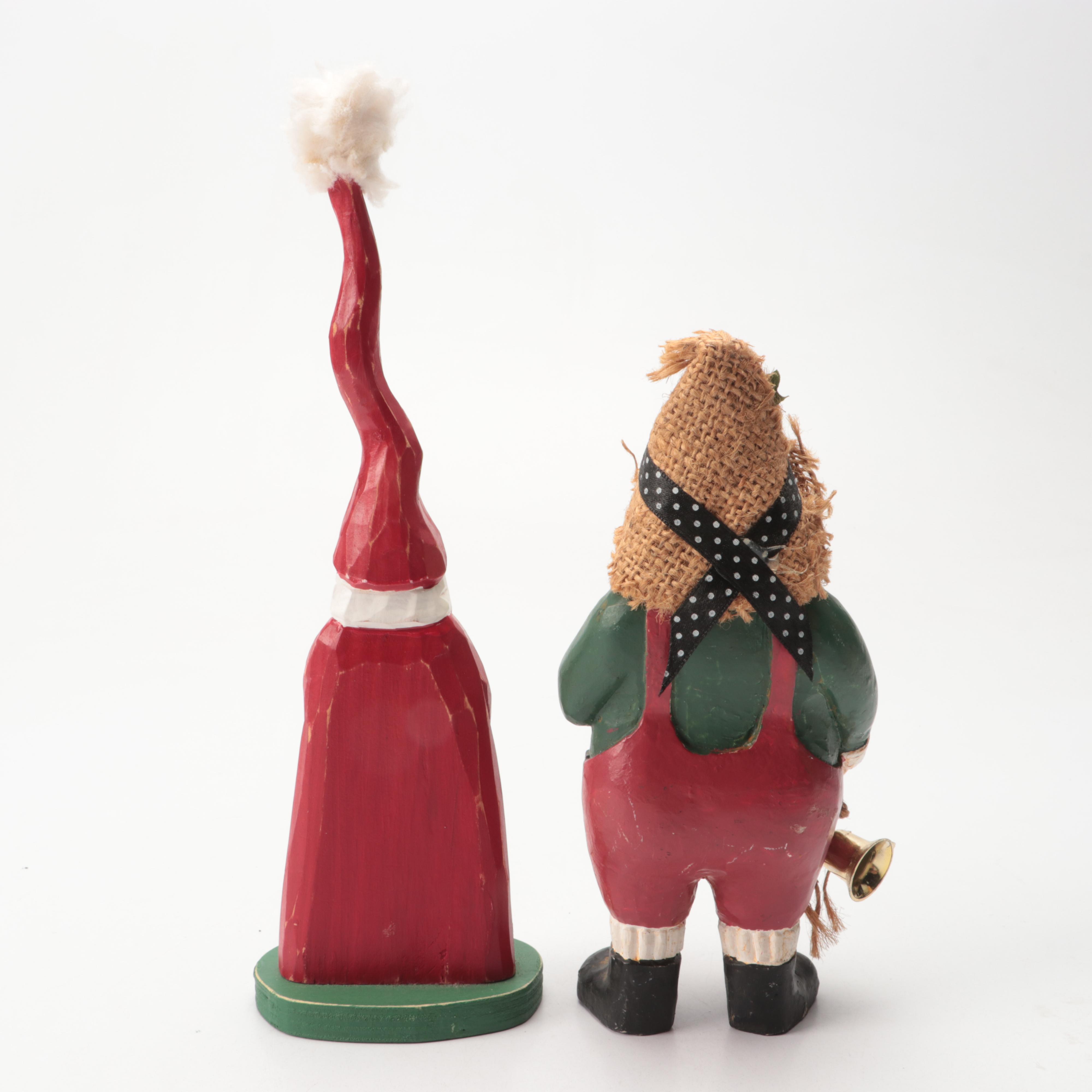 Russian Hand-Carved Folk Art Grandfather Frost with Santa Collection