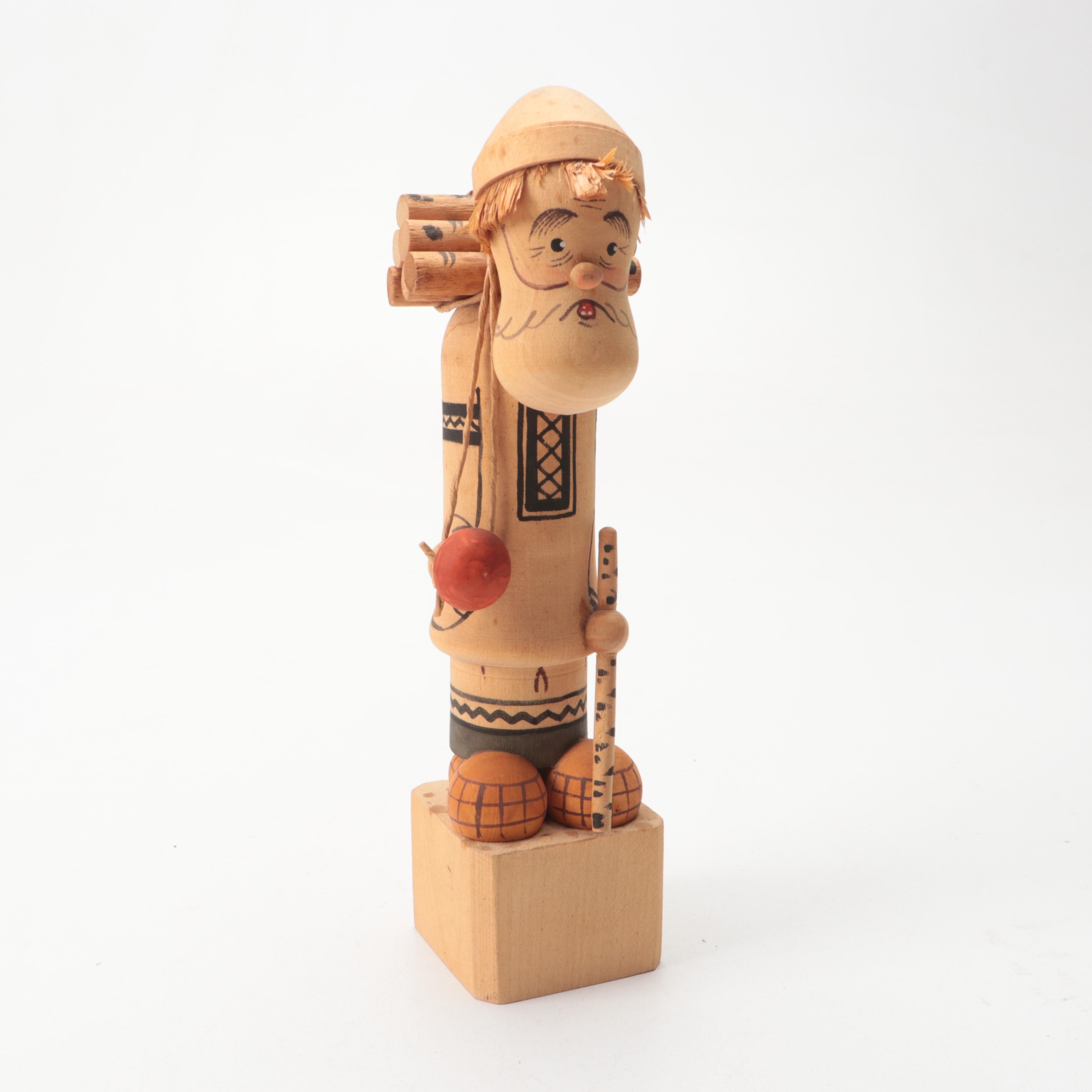 Russian Hand-Carved Folk Art Grandfather Frost with Santa Collection