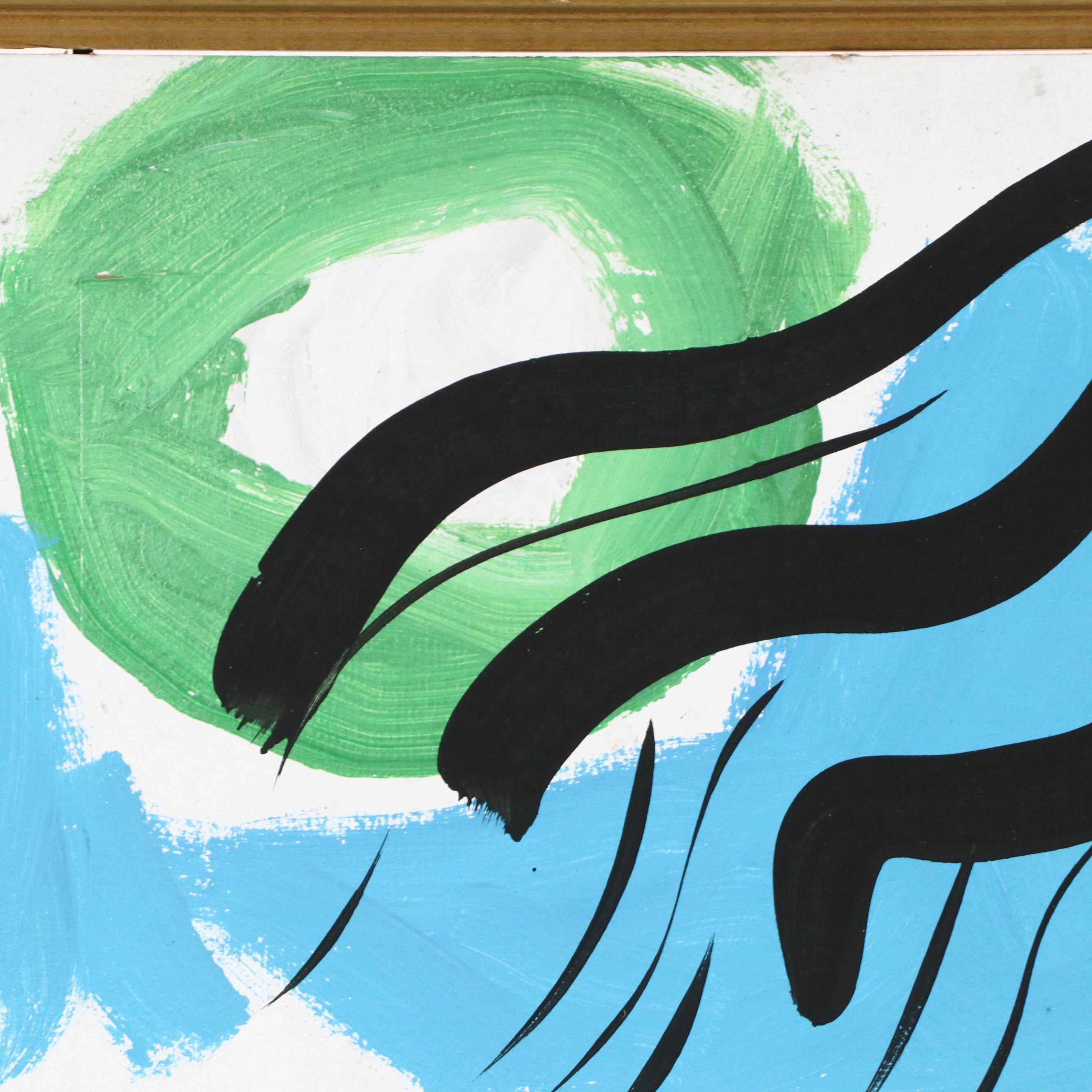 Peter Keil Abstract Portrait Acrylic Painting, Late 20th Century