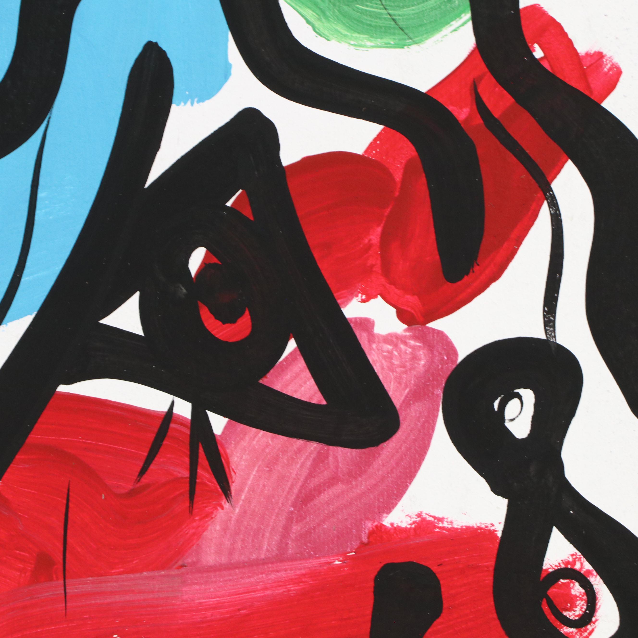 Peter Keil Abstract Portrait Acrylic Painting, Late 20th Century