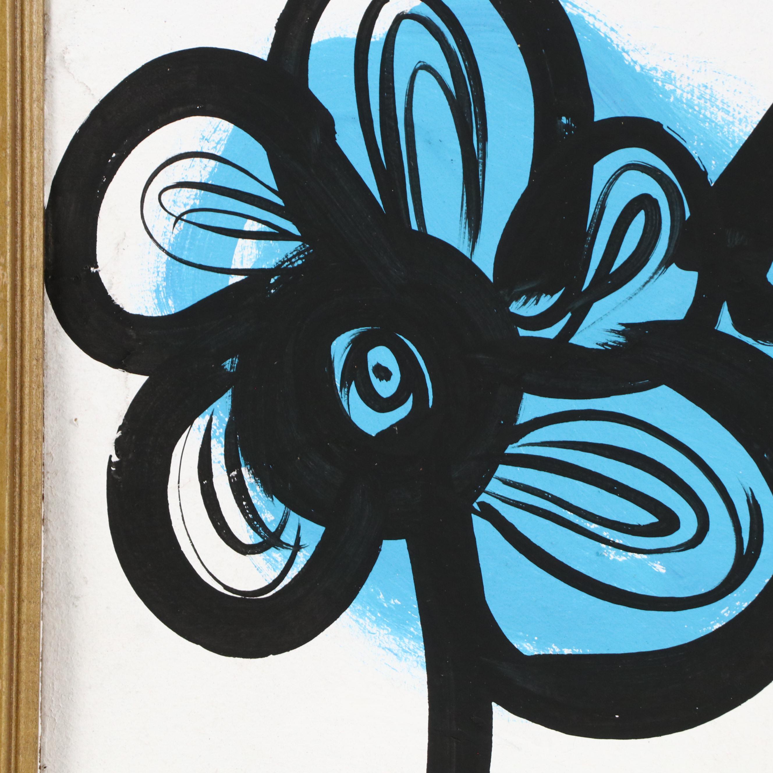 Peter Keil Abstract Portrait Acrylic Painting, Late 20th Century