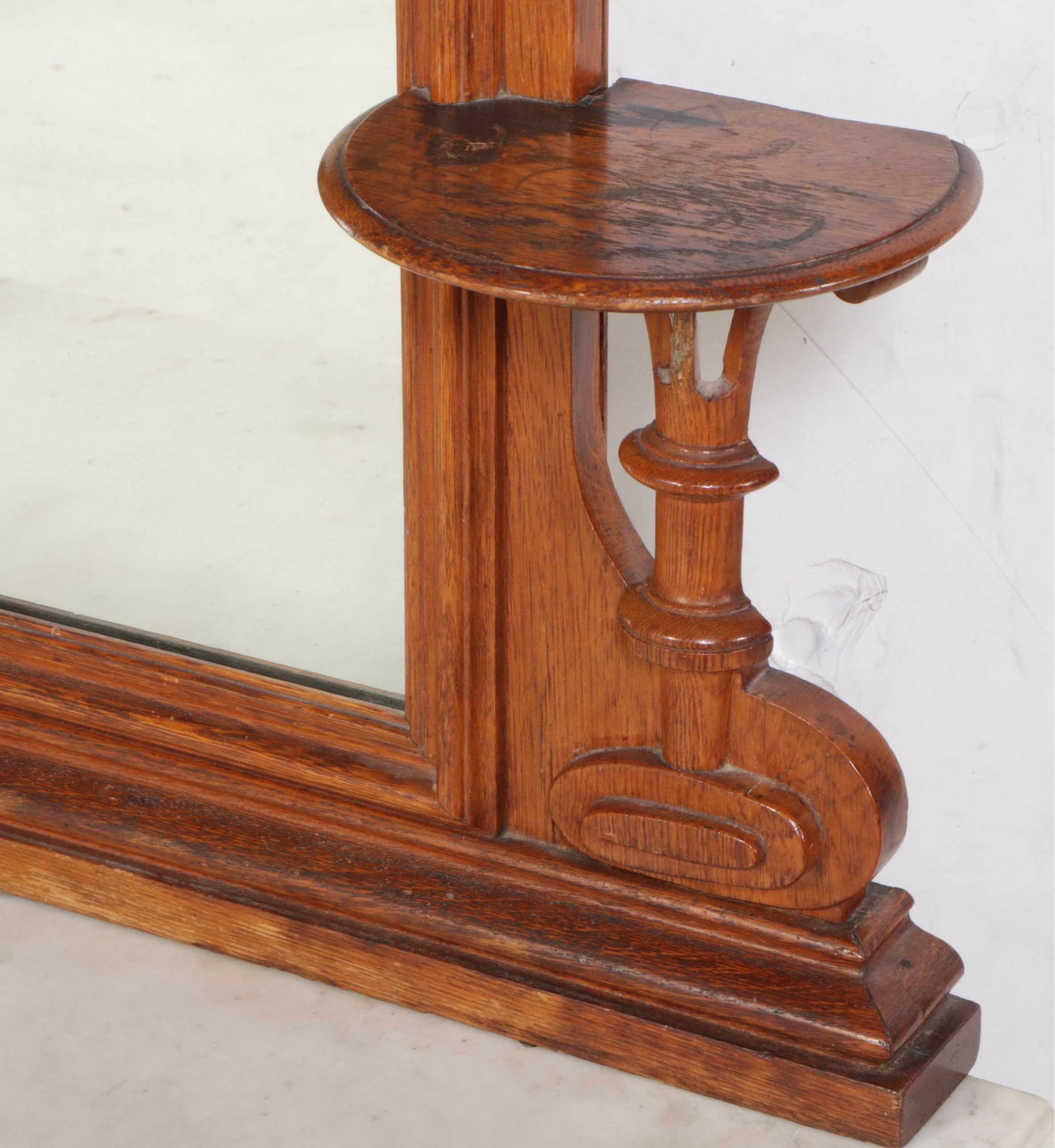 Victorian Marble Top Burl Wood and Oak Dresser with Mirror, 19th Century