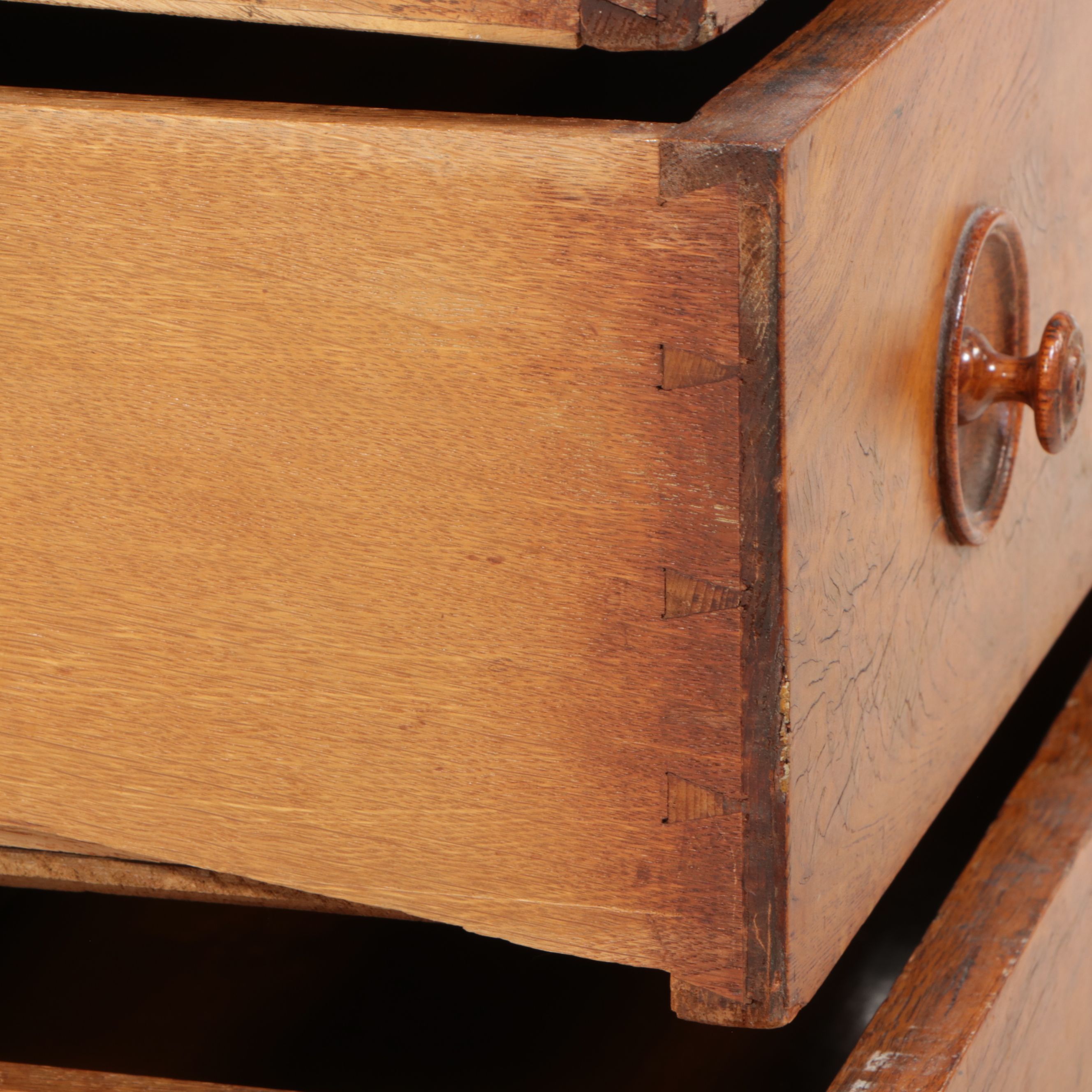 Victorian Marble Top Burl Wood and Oak Dresser with Mirror, 19th Century