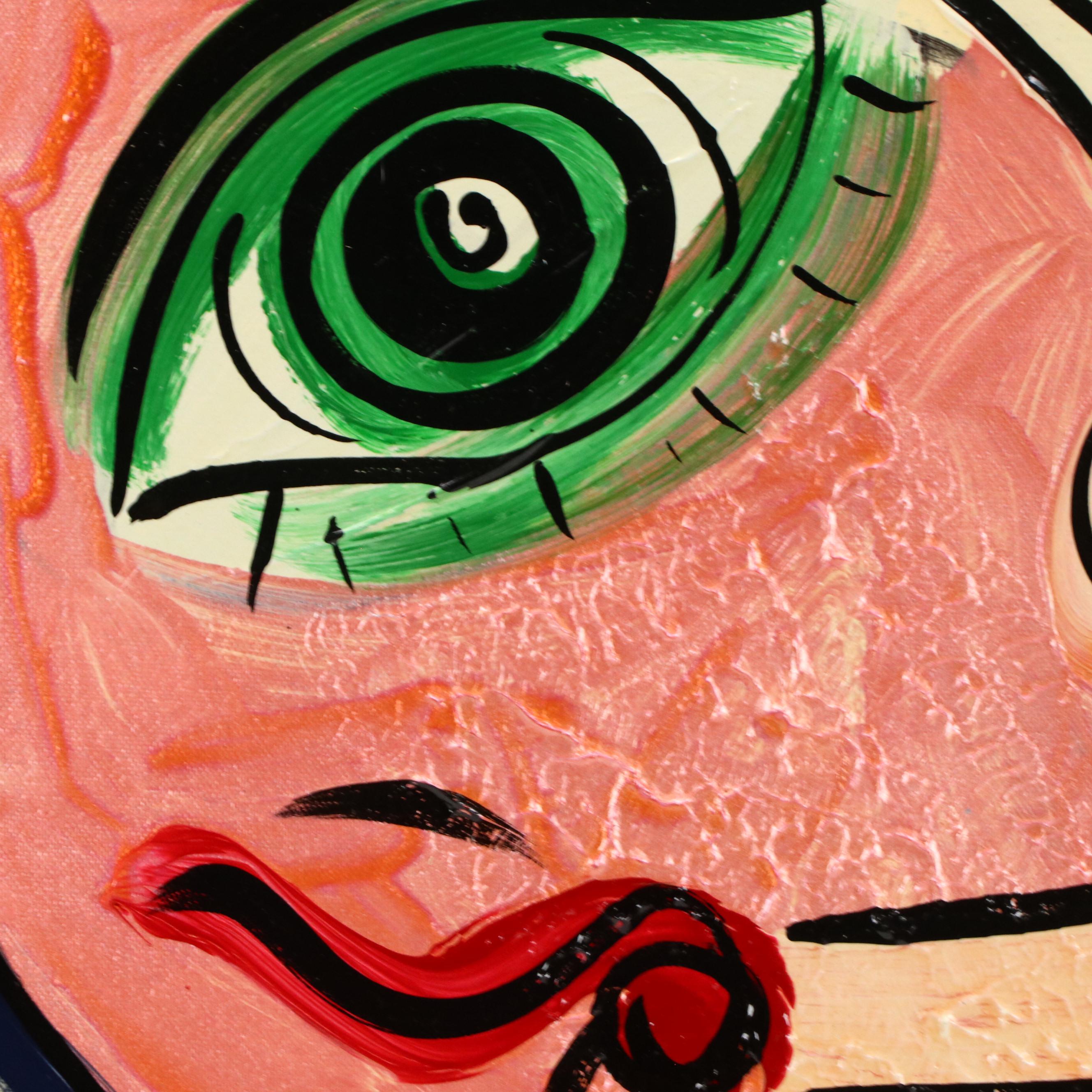 Peter Keil Abstract Portrait Acrylic Painting "Picasso Face"