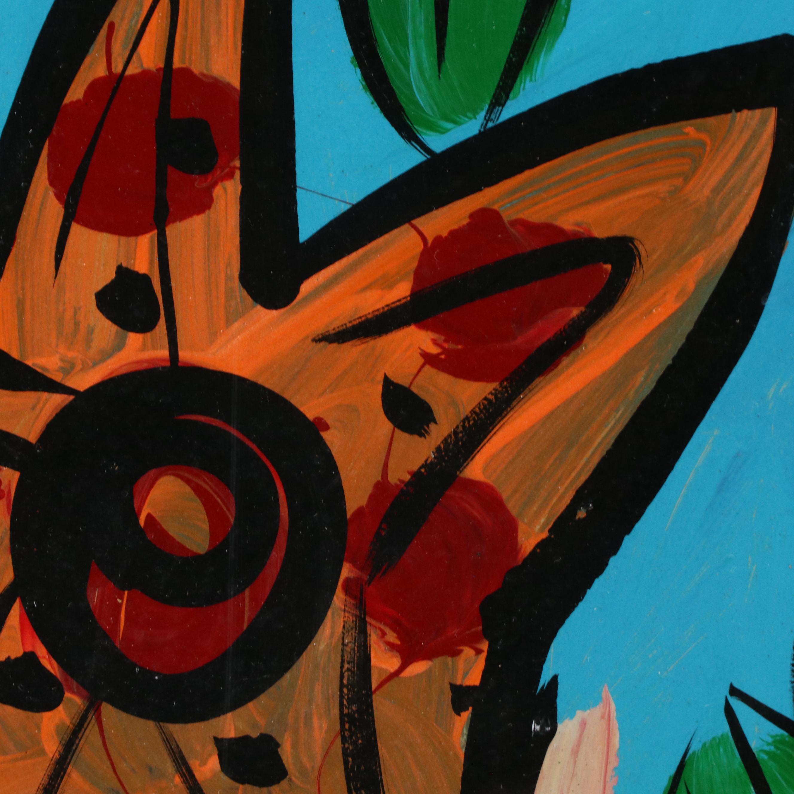 Peter Keil Stylized Floral Still Life Acrylic Painting