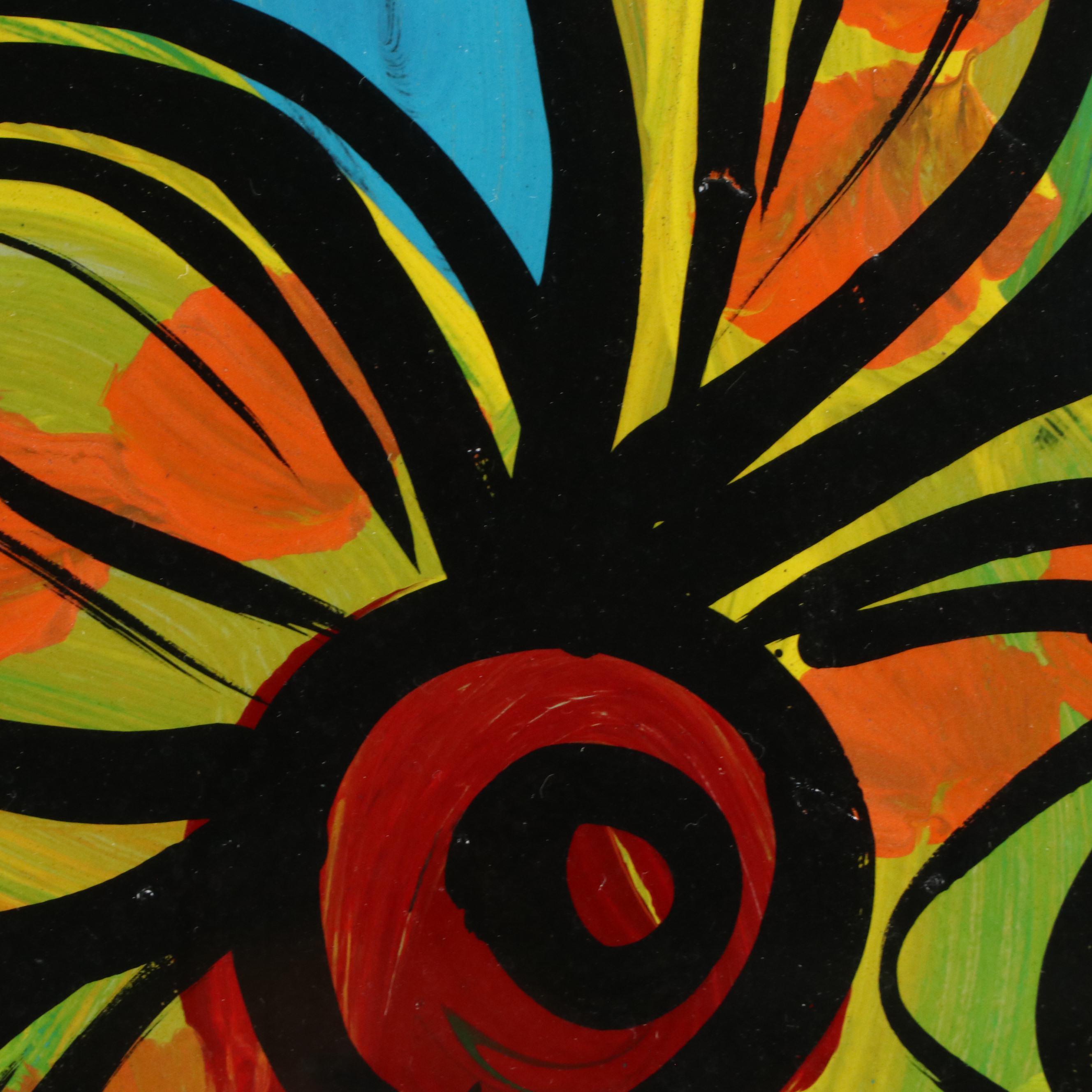 Peter Keil Stylized Floral Still Life Acrylic Painting