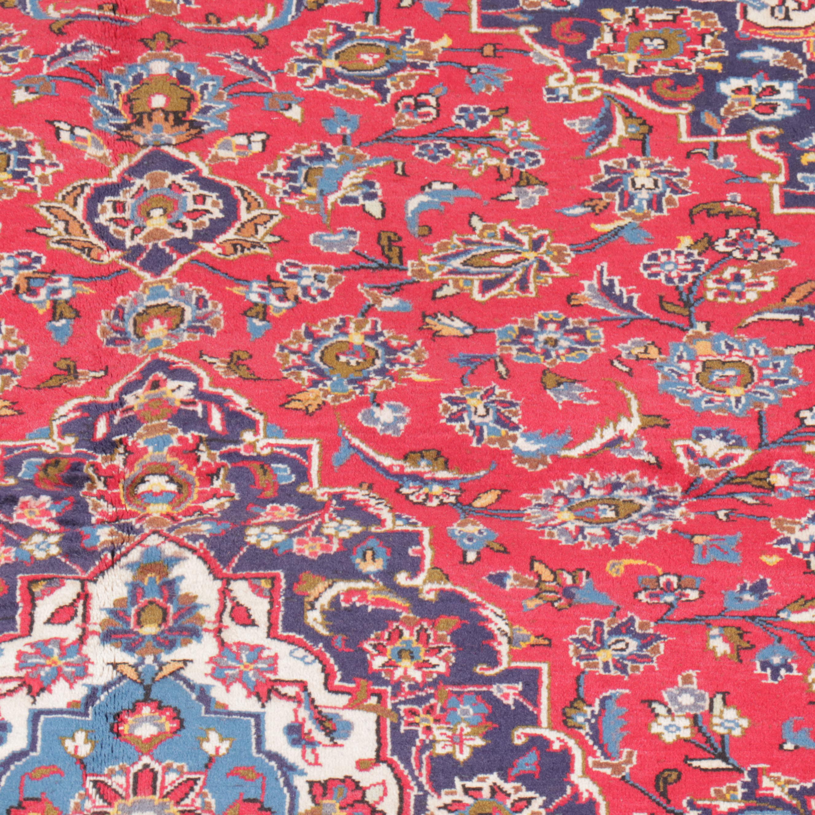 6'6 x 9'5 Hand-Knotted Persian Kashan Area Rug