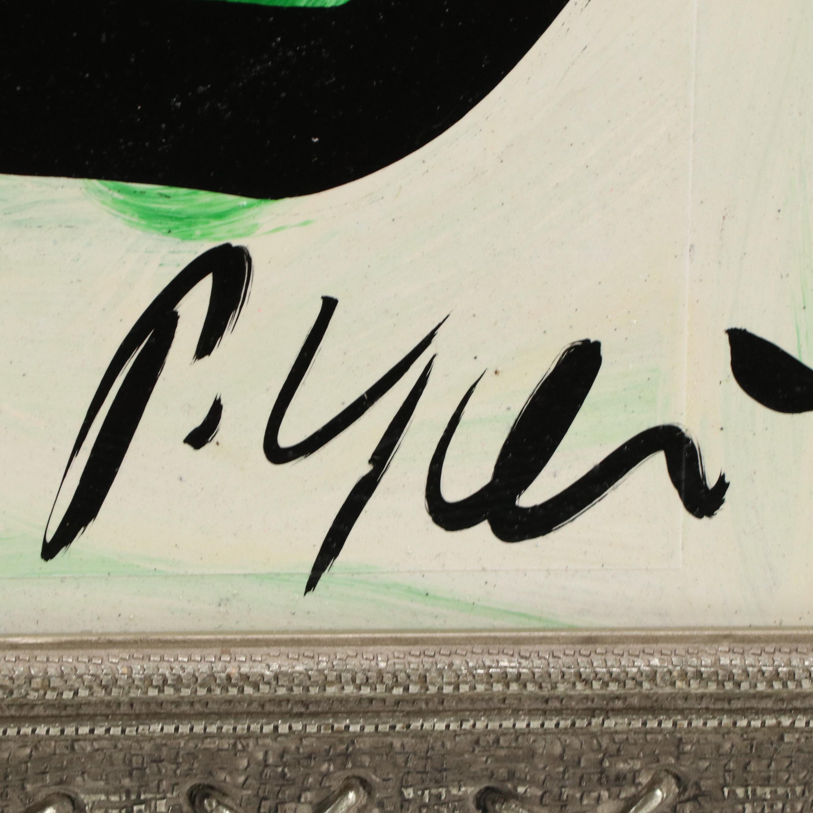 Peter Keil Abstract Portrait Acrylic Painting, Late 20th Century