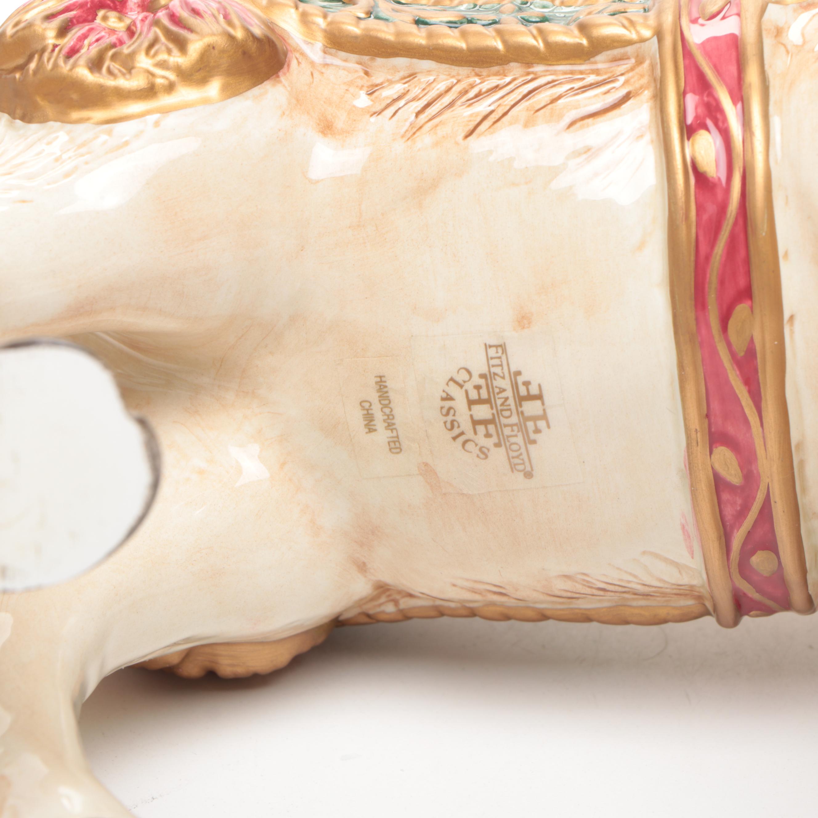 Fitz & Floyd "Jolly Ole St. Nick" with Ceramic Reindeer Figurines