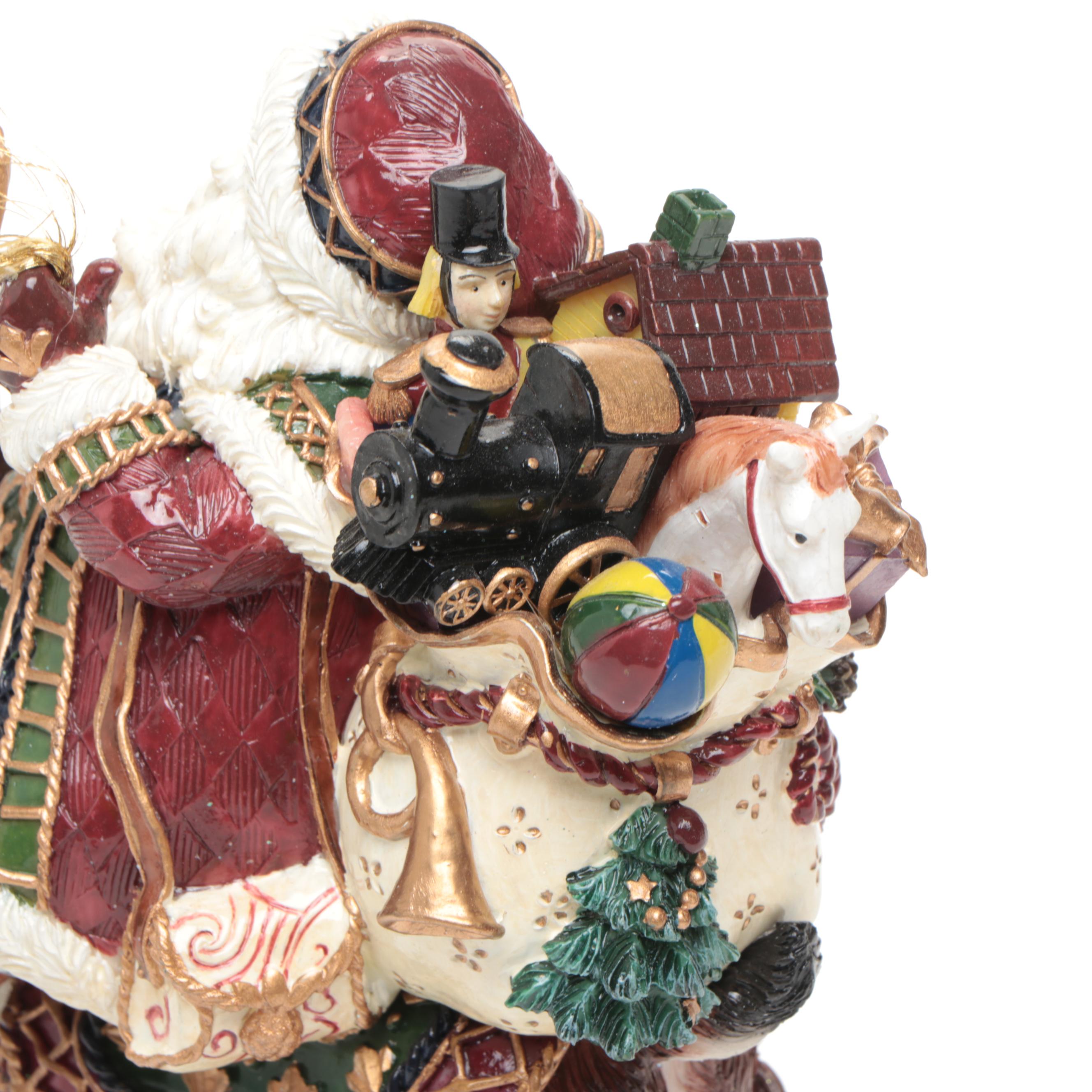 Fitz & Floyd "Jolly Ole St. Nick" with Ceramic Reindeer Figurines