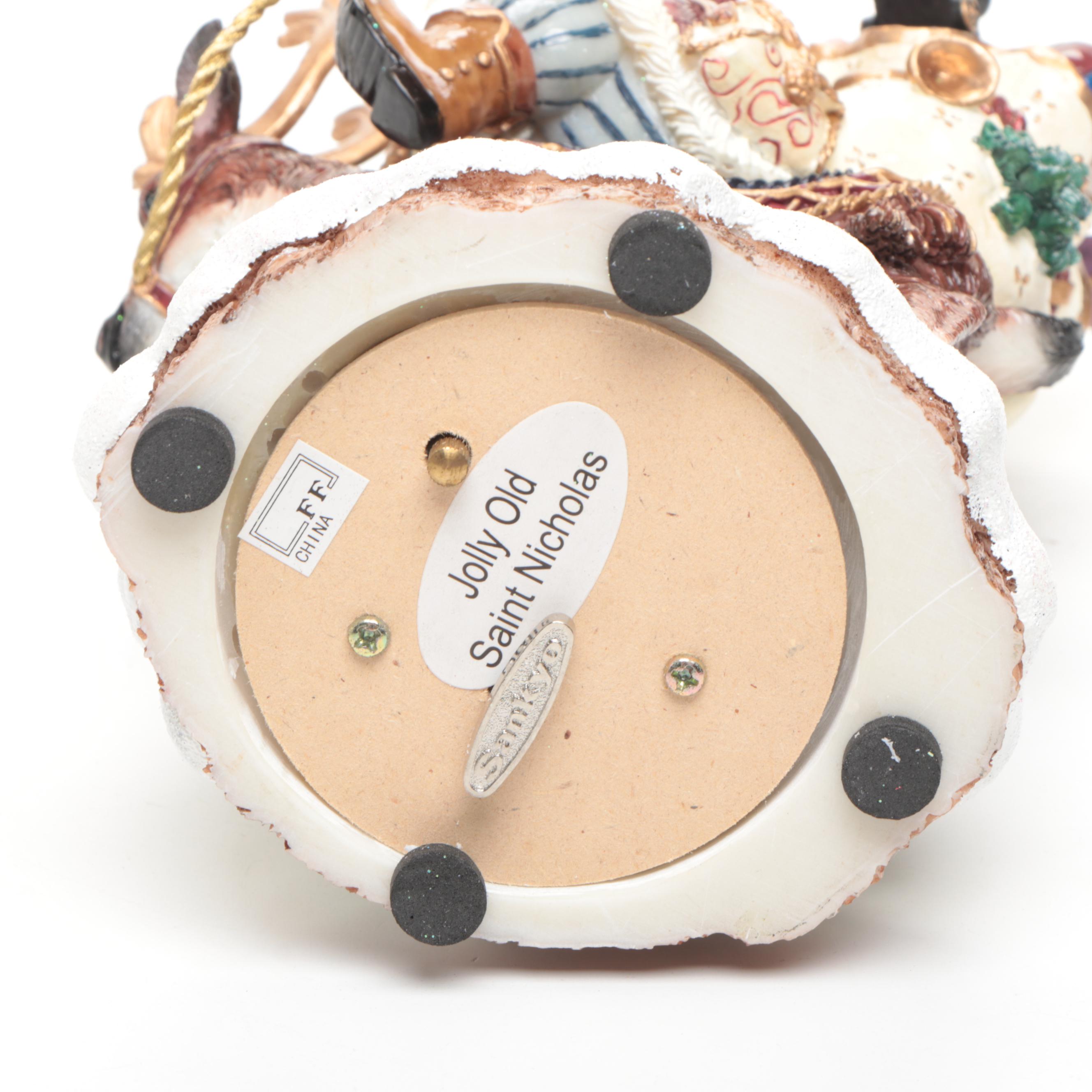 Fitz & Floyd "Jolly Ole St. Nick" with Ceramic Reindeer Figurines