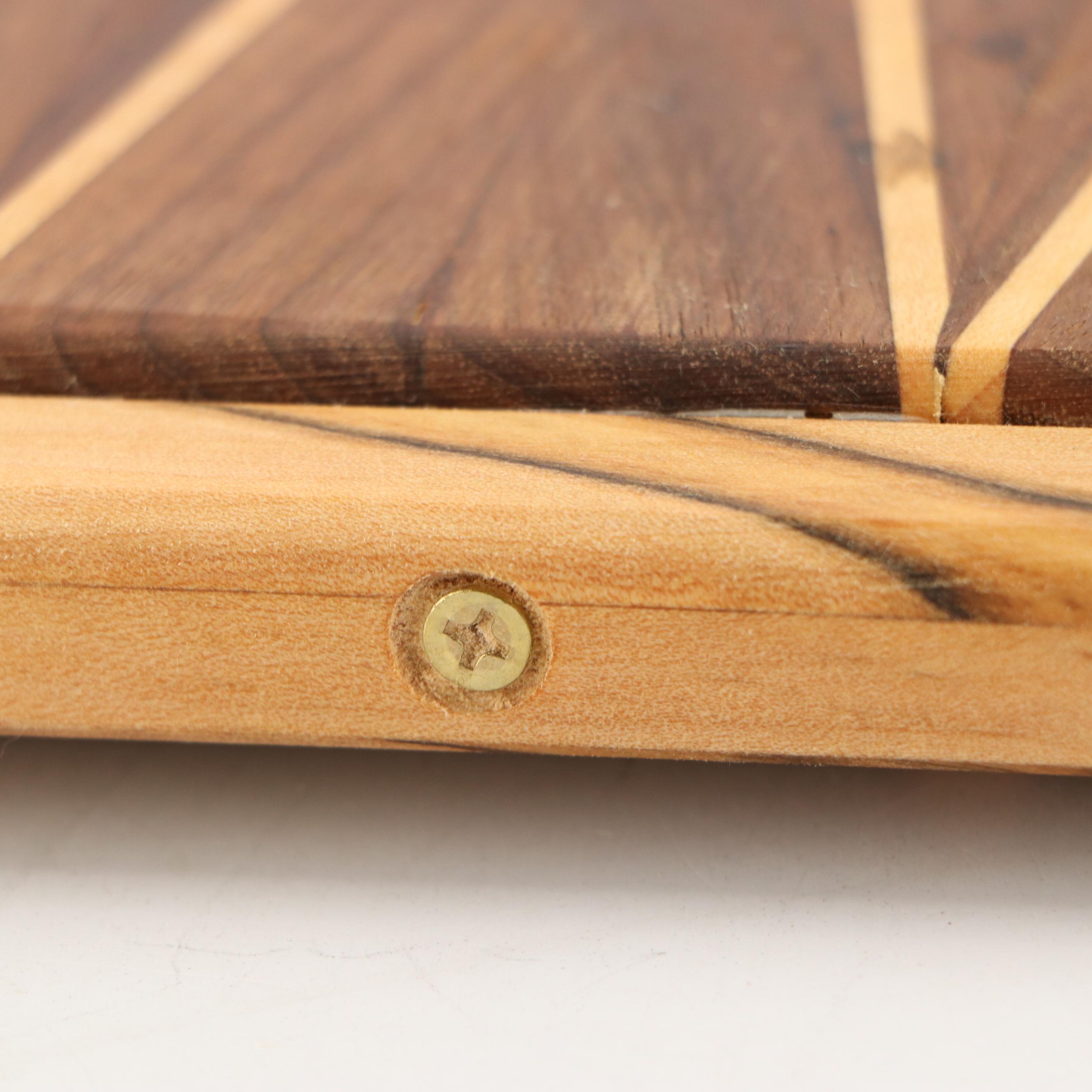 Contemporary Segmented and Turned Wood Pepper Mills with Cutting Board