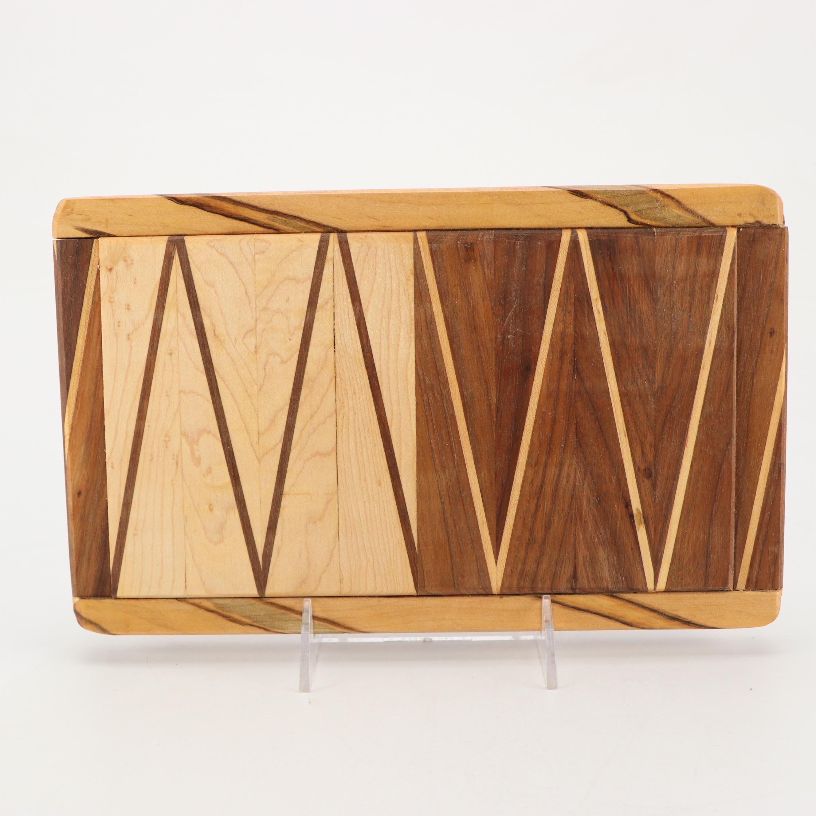 Contemporary Segmented and Turned Wood Pepper Mills with Cutting Board