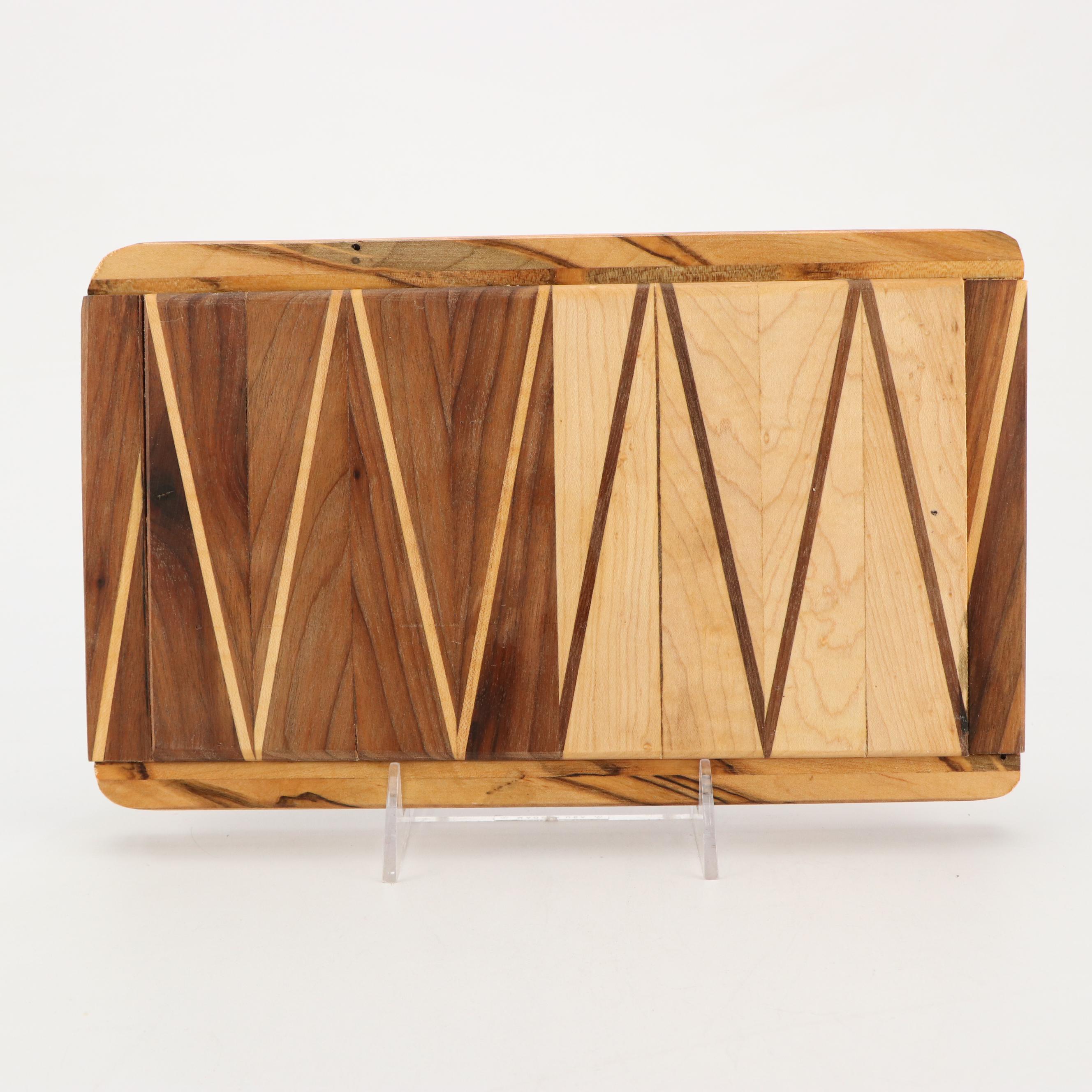 Contemporary Segmented and Turned Wood Pepper Mills with Cutting Board