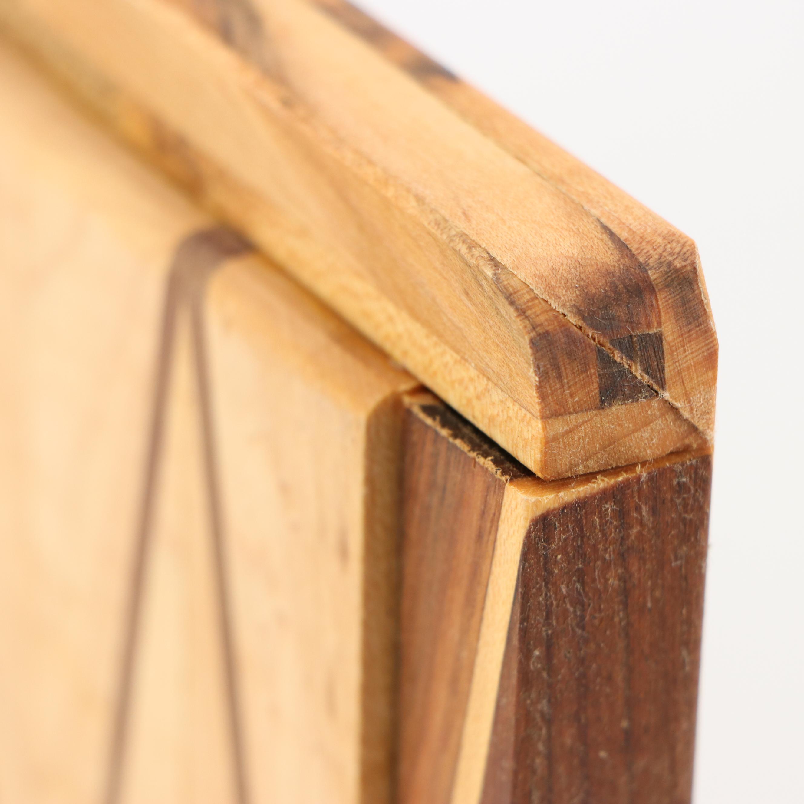 Contemporary Segmented and Turned Wood Pepper Mills with Cutting Board