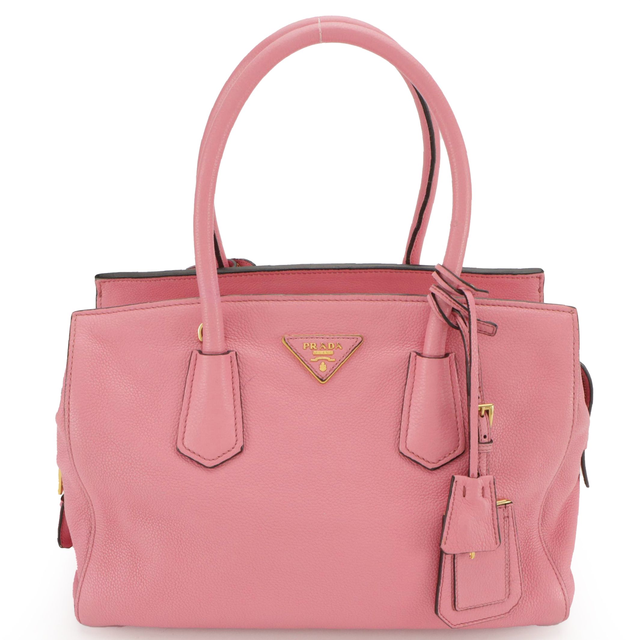 Prada Two-Way Shoulder Bag in Bubblegum Pink Grained Calfskin Leather