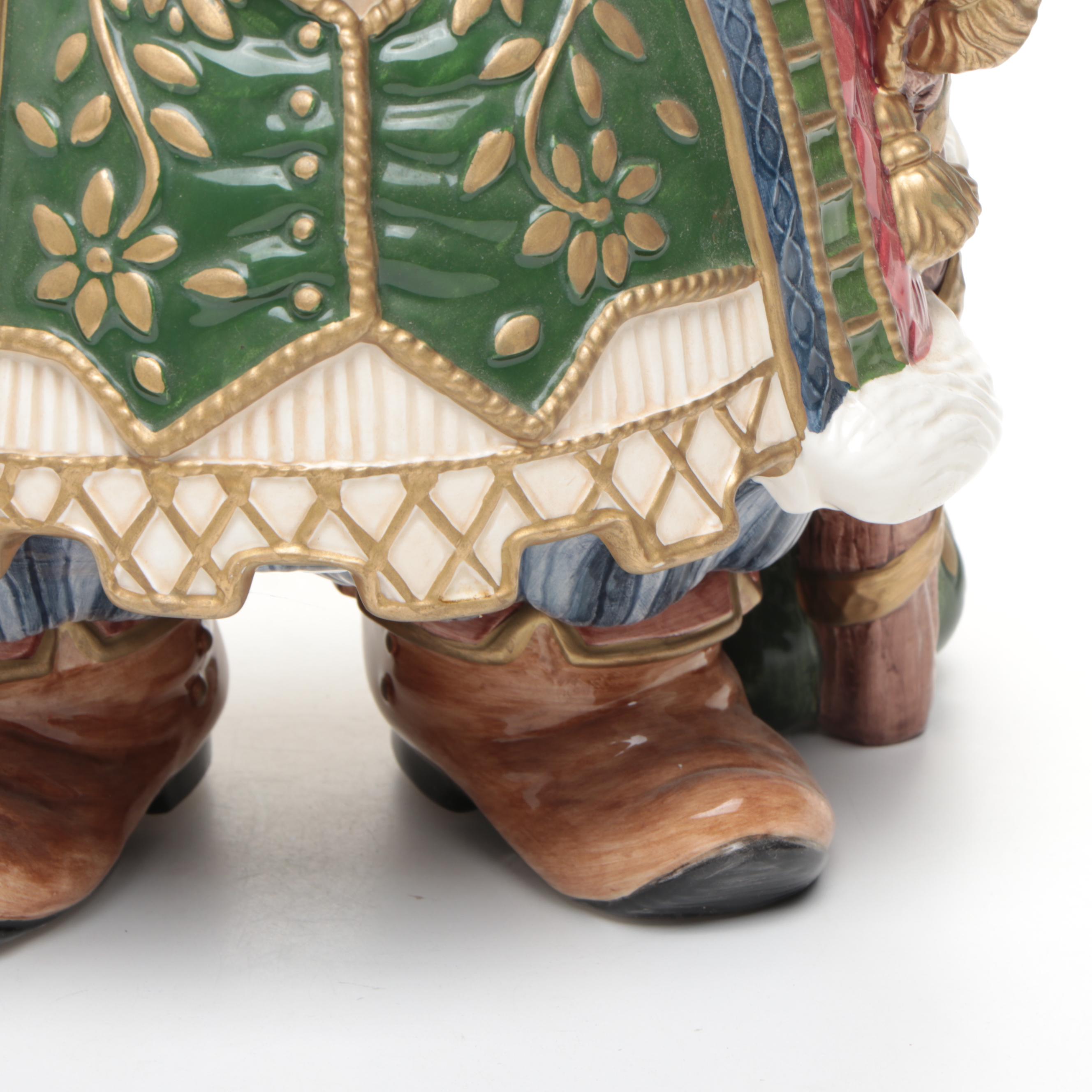 Fitz & Floyd Reindeer Candlesticks with "Jolly Ole Saint Nick" Cookie Jar