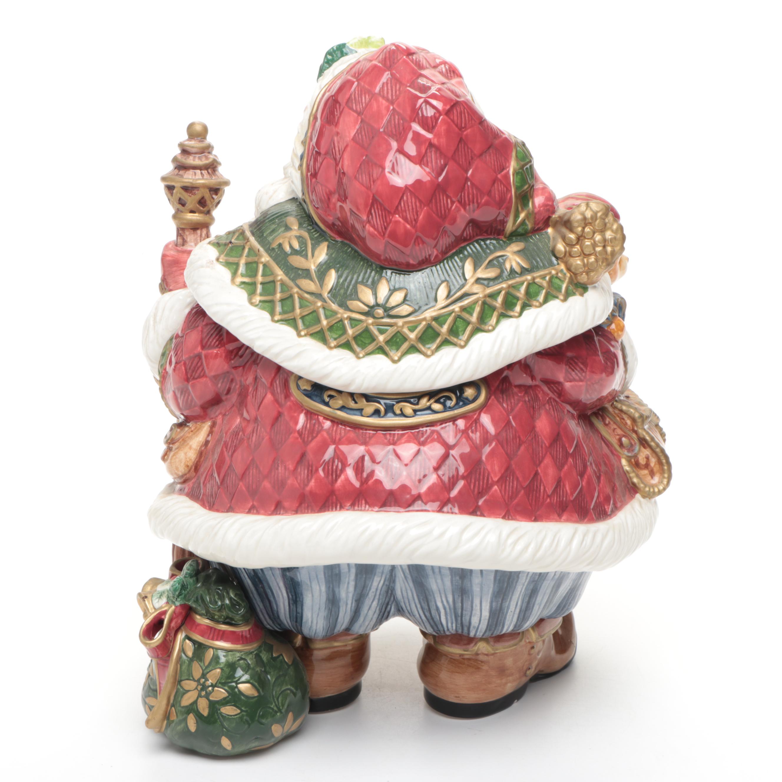 Fitz & Floyd Reindeer Candlesticks with "Jolly Ole Saint Nick" Cookie Jar